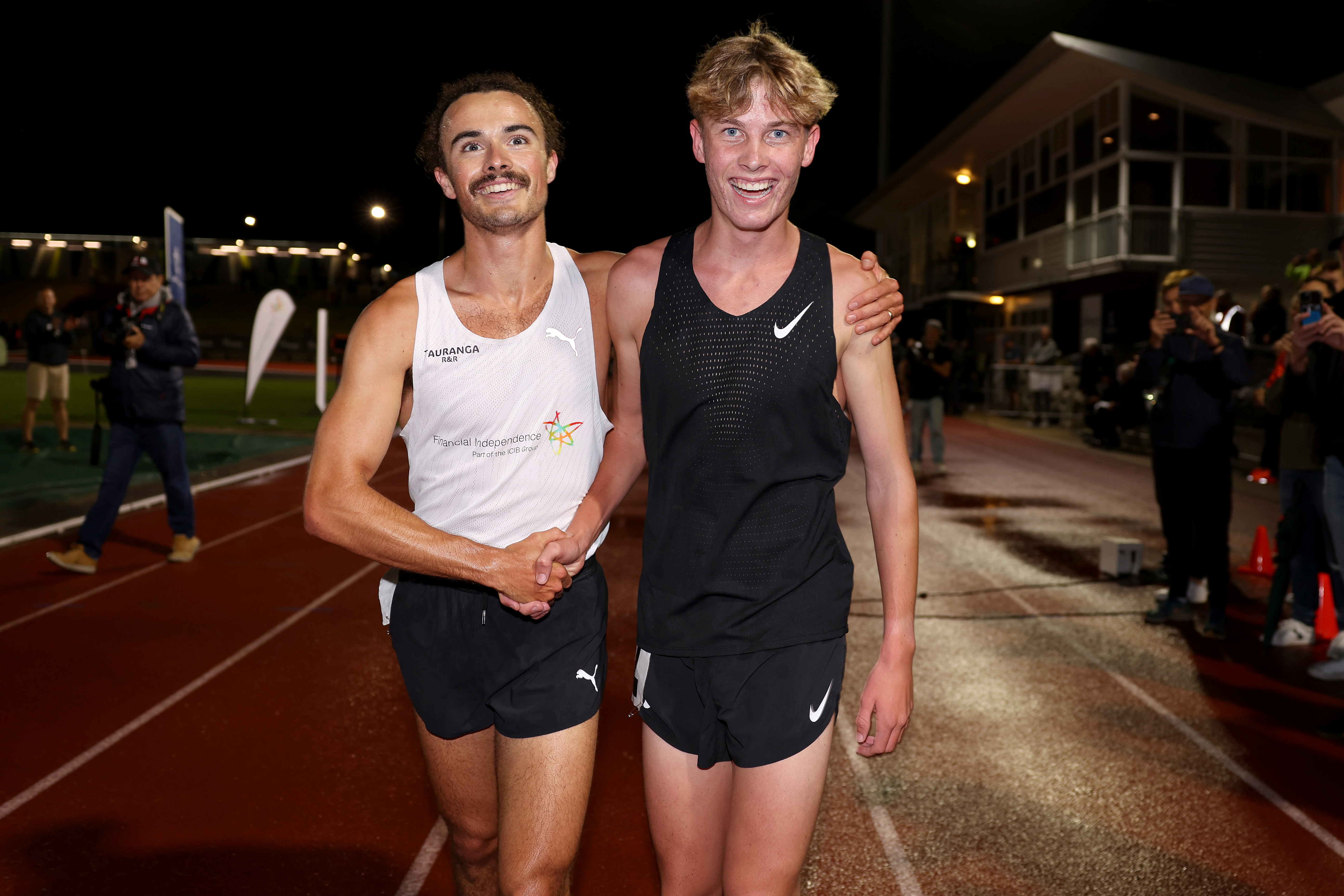 Sam Tanner (left) and training partner Sam Ruthe on an historic night in Auckland.