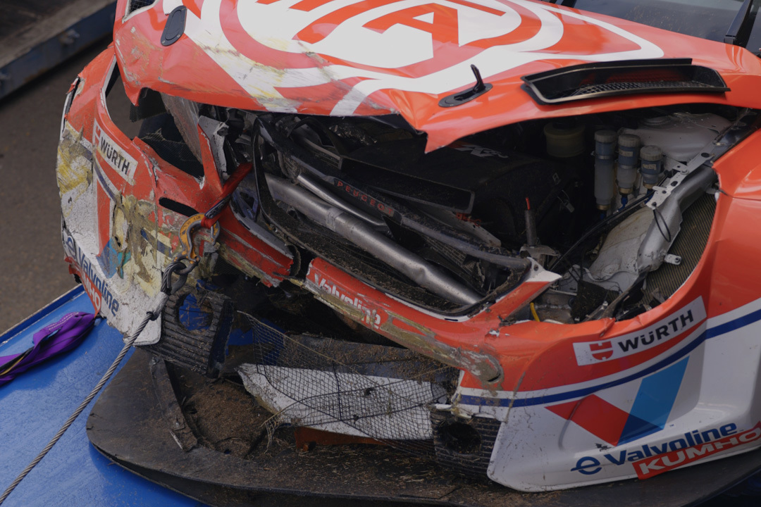 Kody Garland's wrecked Peugeot 308.