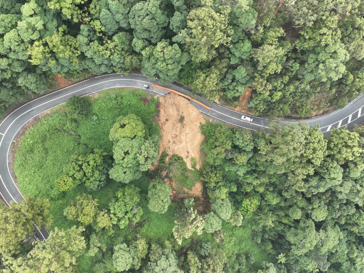 A section of Beechmont Road has been completely destroyed, falling down the mountain.