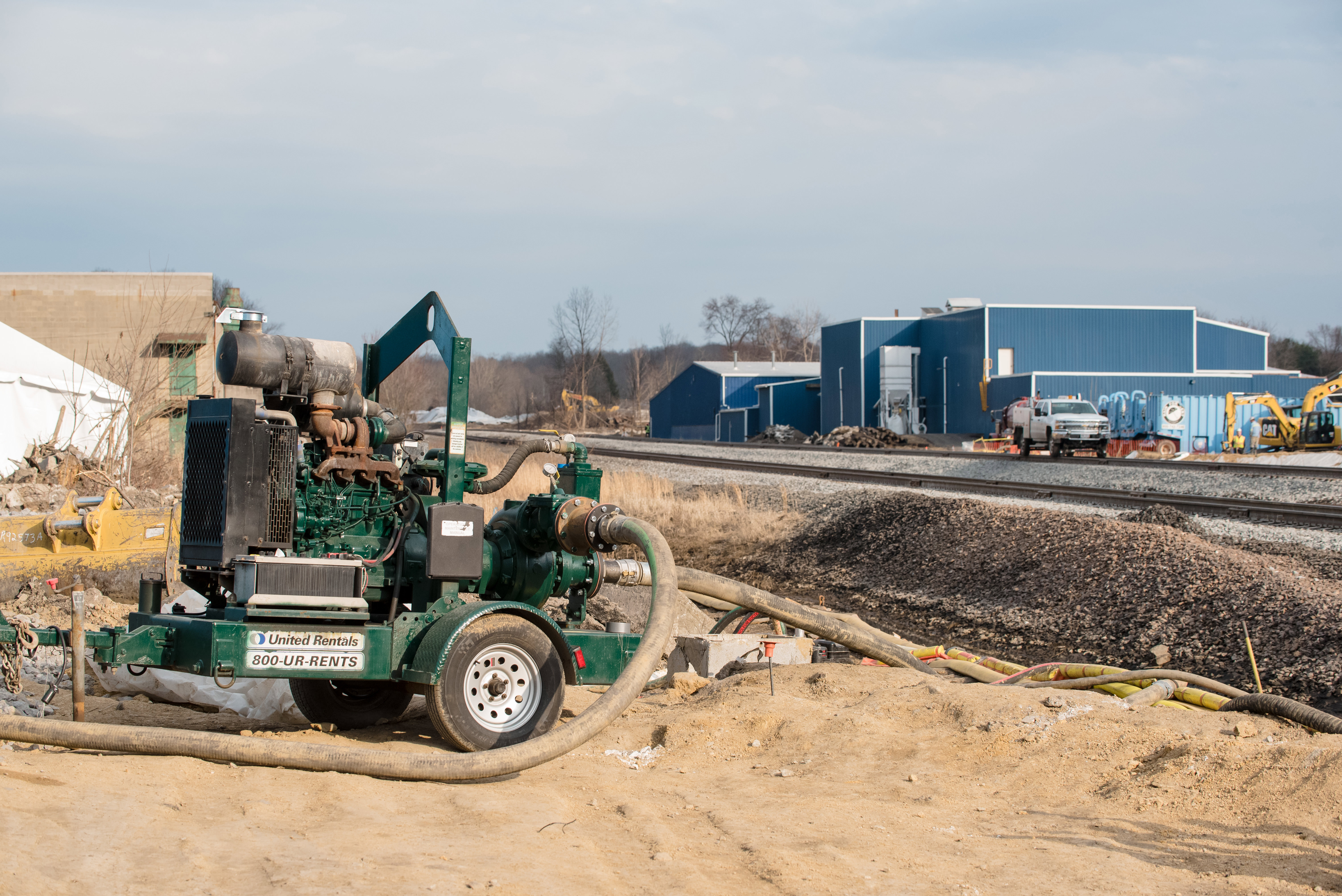 Equipment at the derailment site in East Palestine, OH on Monday, 20, 2023.Cleanup continues in the small town of East Palestine in northeastern Ohio, the site of a train derailment that occurred on February 4, 2023.