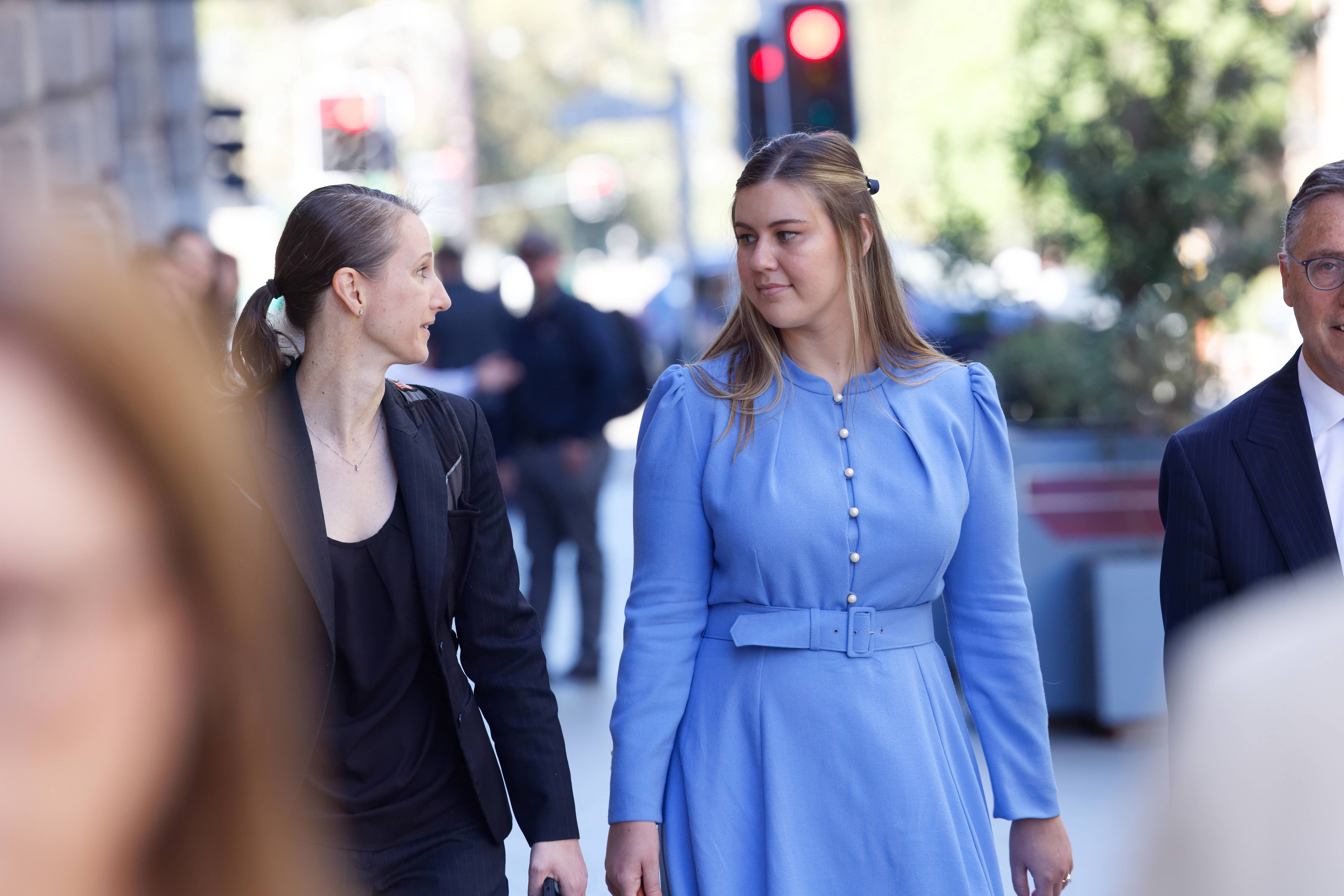Brittany Higgins (right) with lawyer Theresa Ward arrives at the Perth Supreme Court 