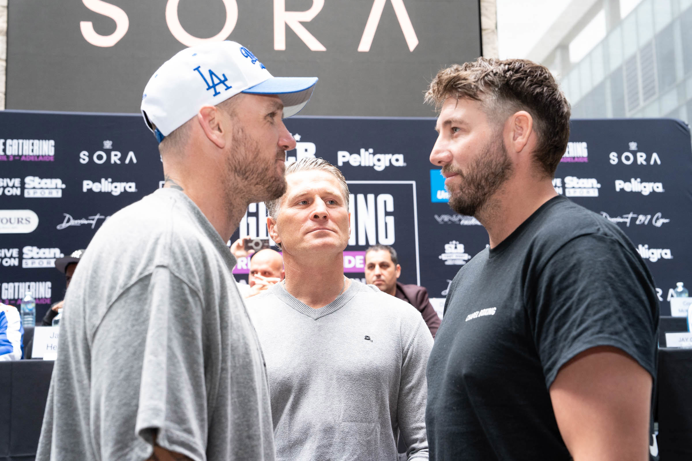 Dane Swan and Dale Thomas square off.