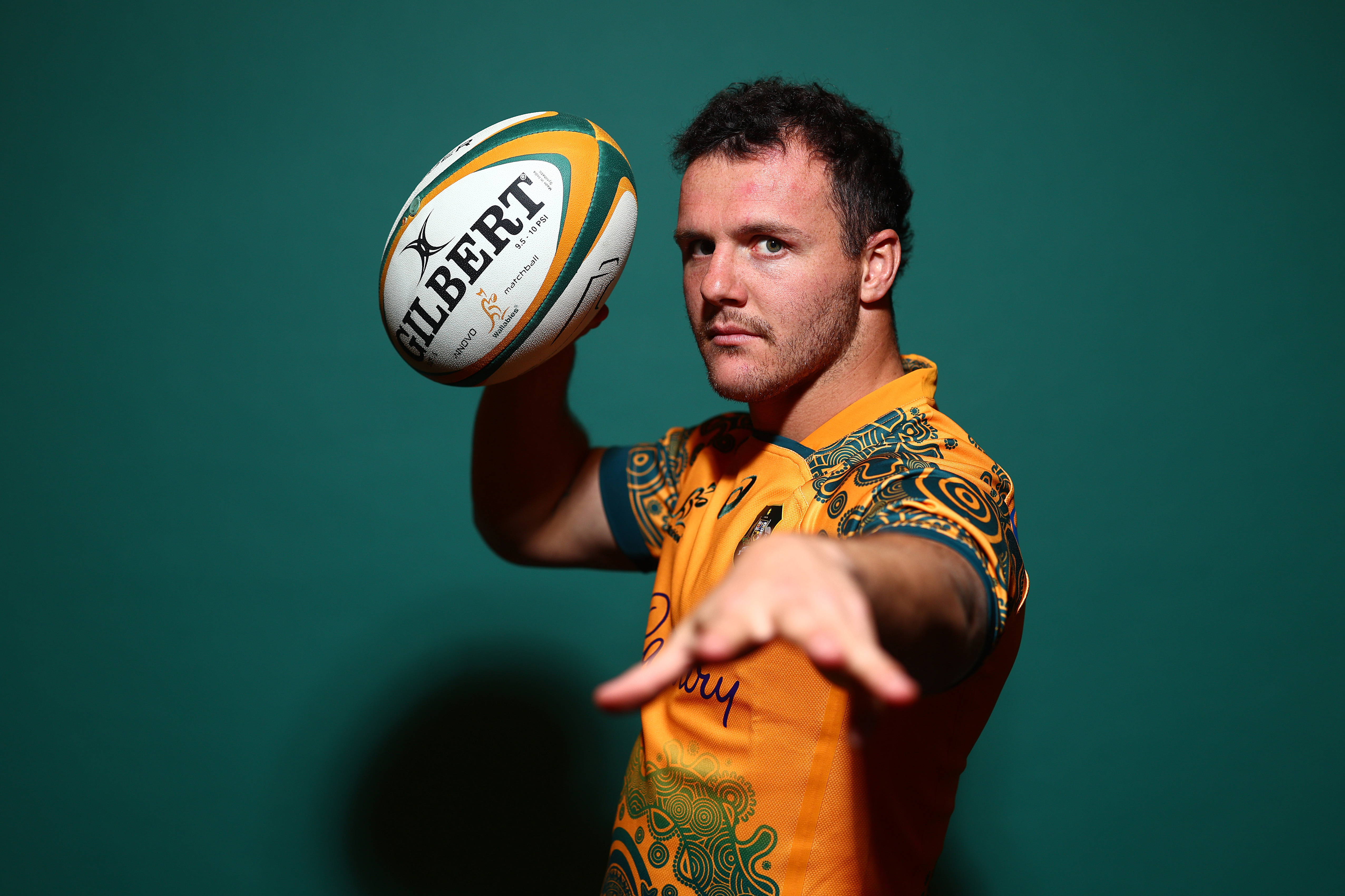 Dylan Pietsch poses during a Wallabies headshots session at Sanctuary Cove.