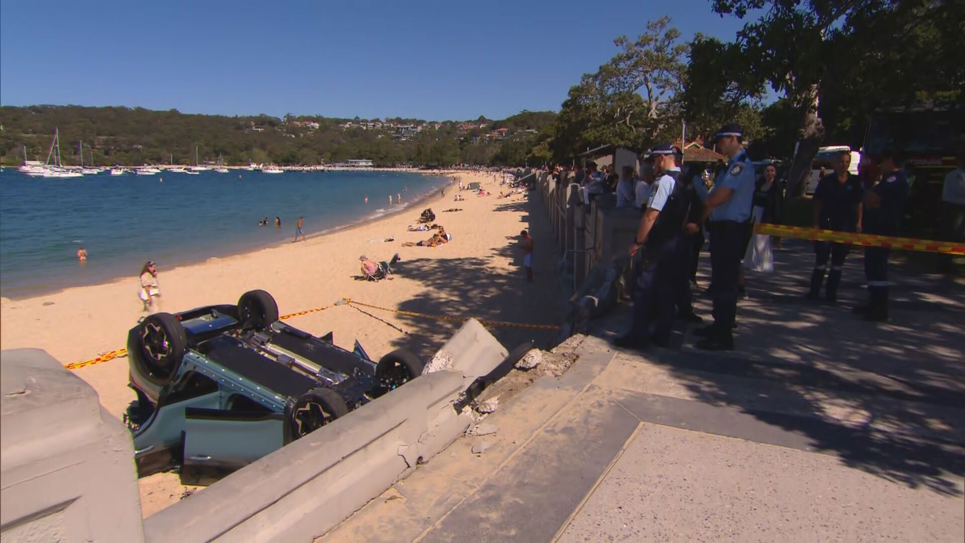 Car crashes onto Balmoral Beach