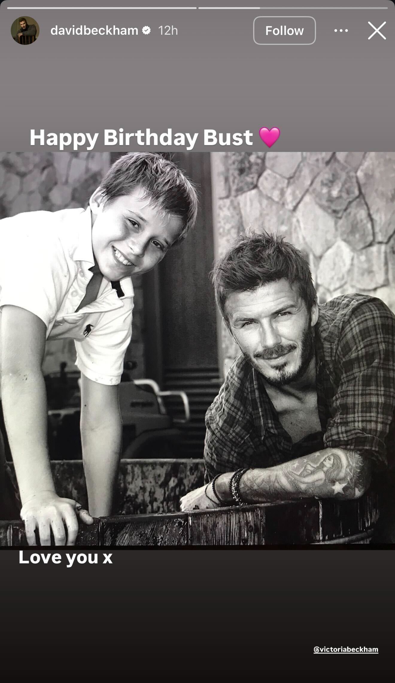 David Beckham post for Brooklyn's birthday