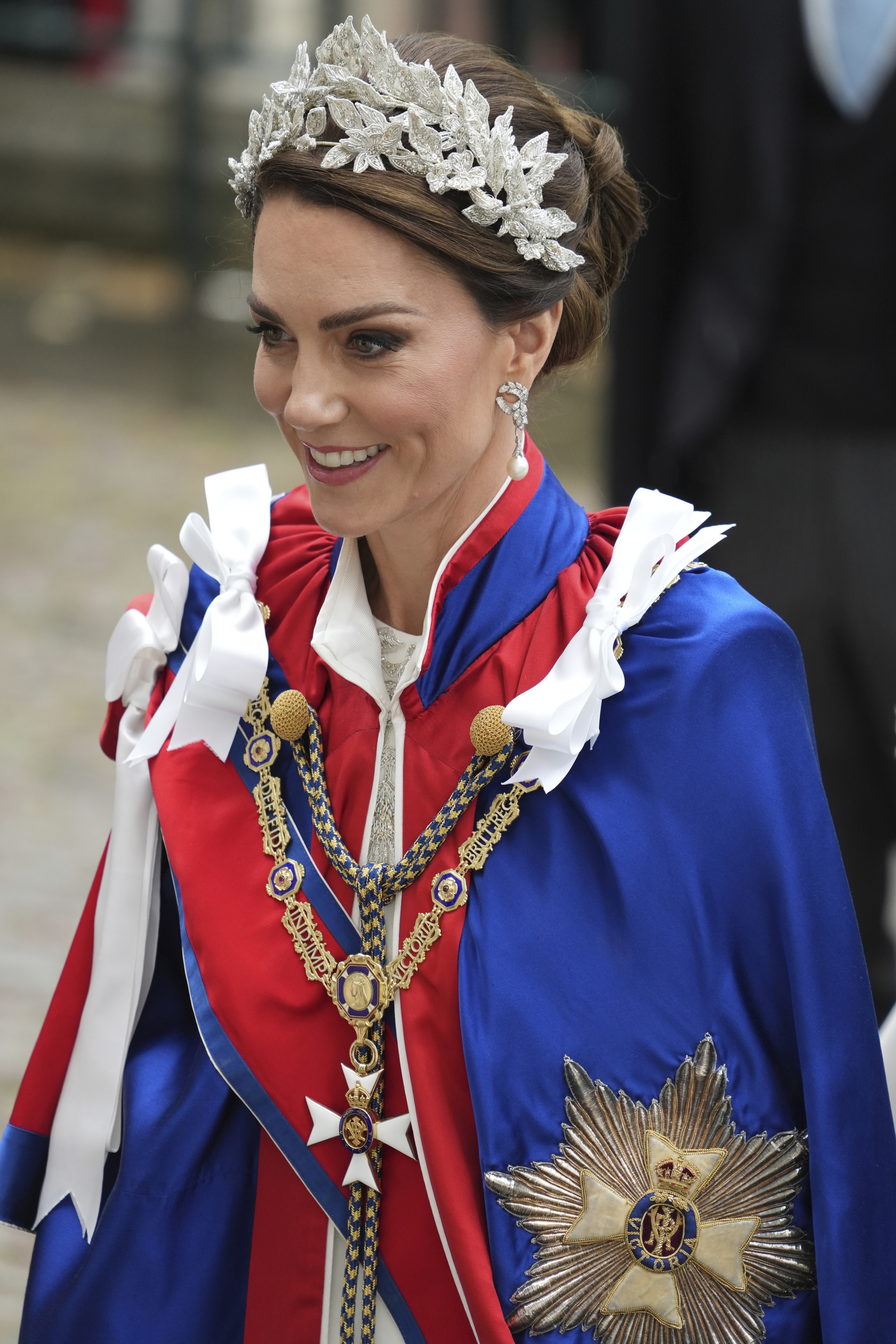 Kate Middleton, arrives for the Coronation of King Charles III.