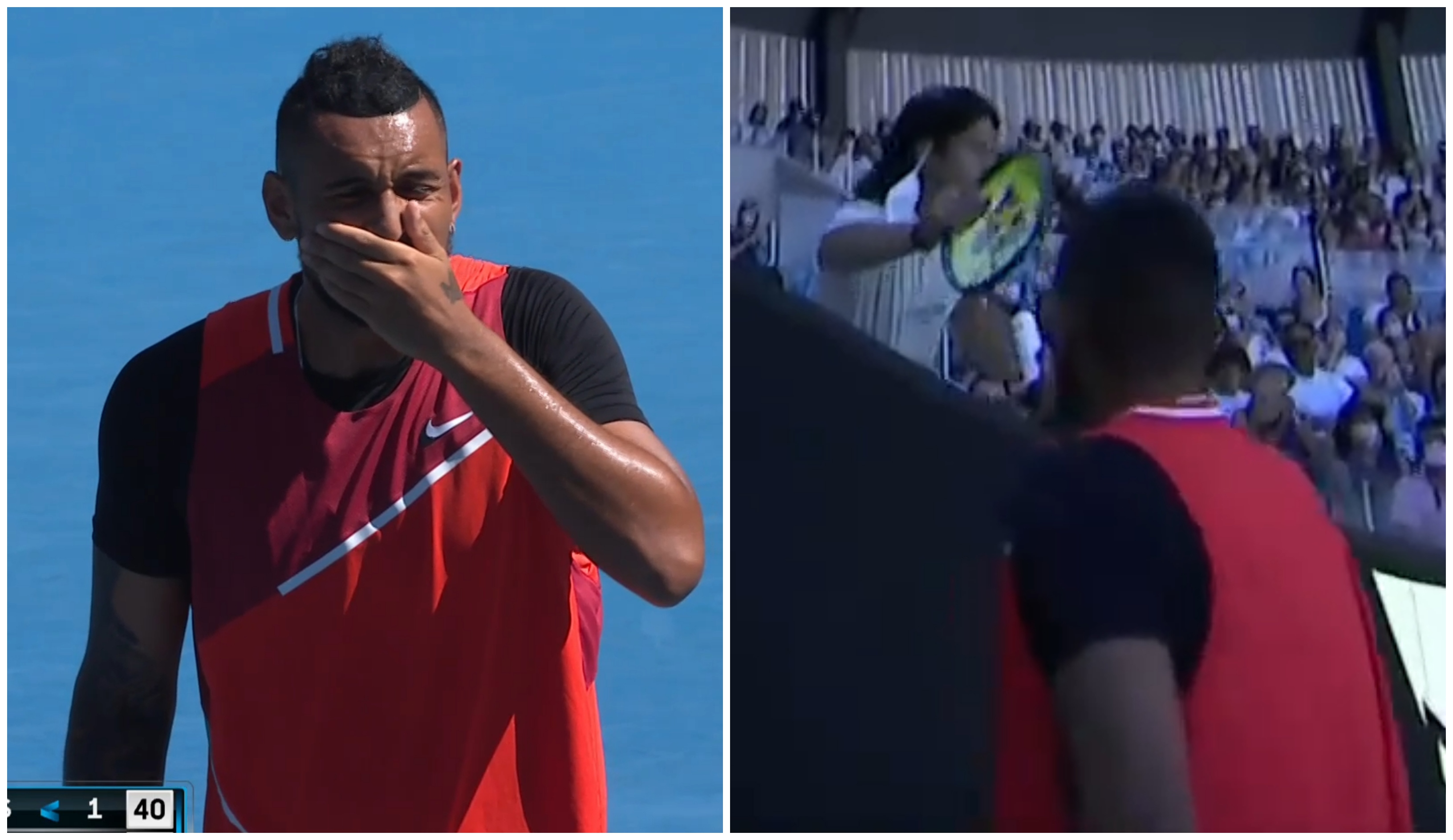 Nick Kyrgios gave away his racquet to a young fan.
