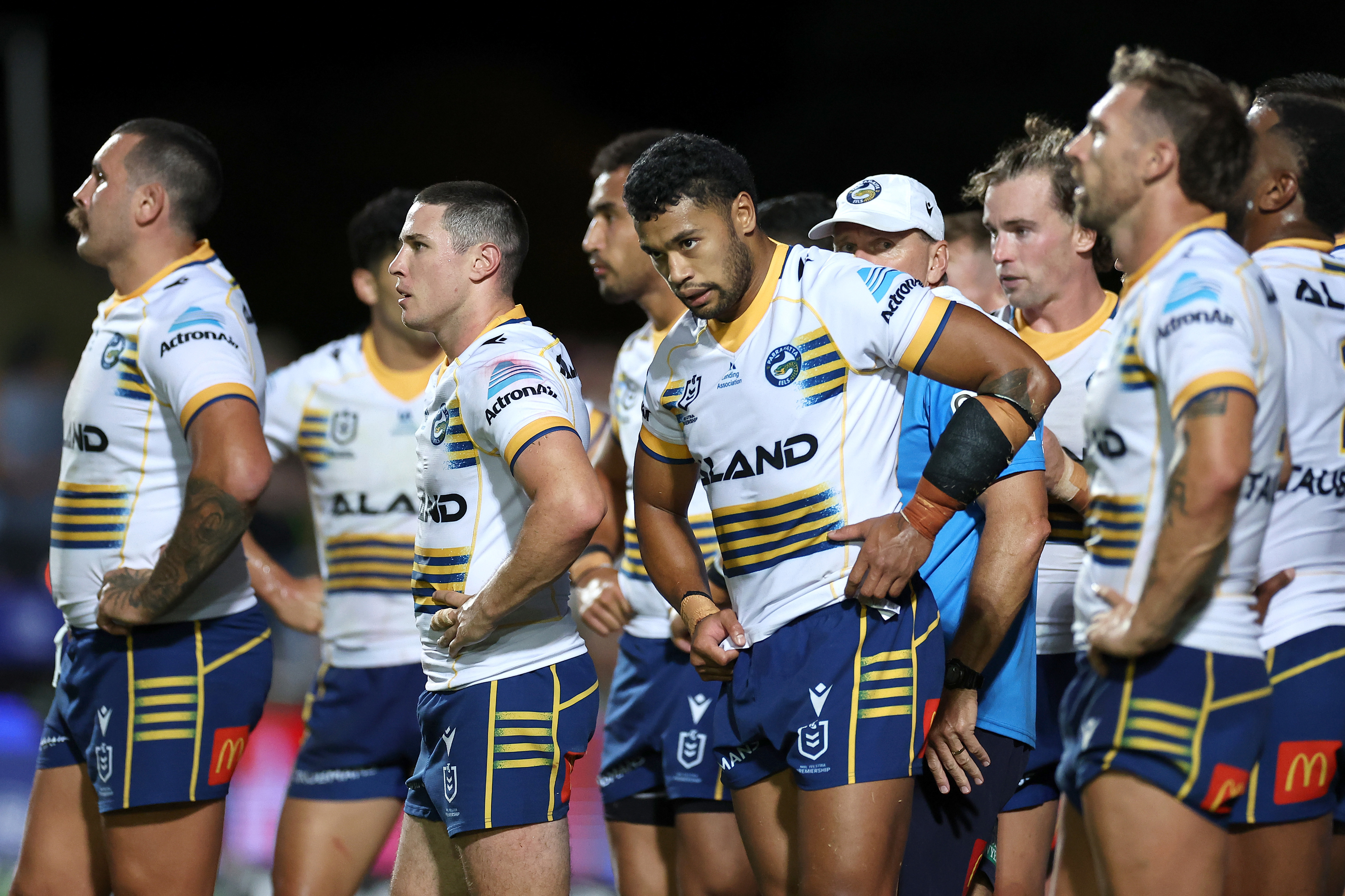 Mitchell Moses and Waqa Blake of the Eels.