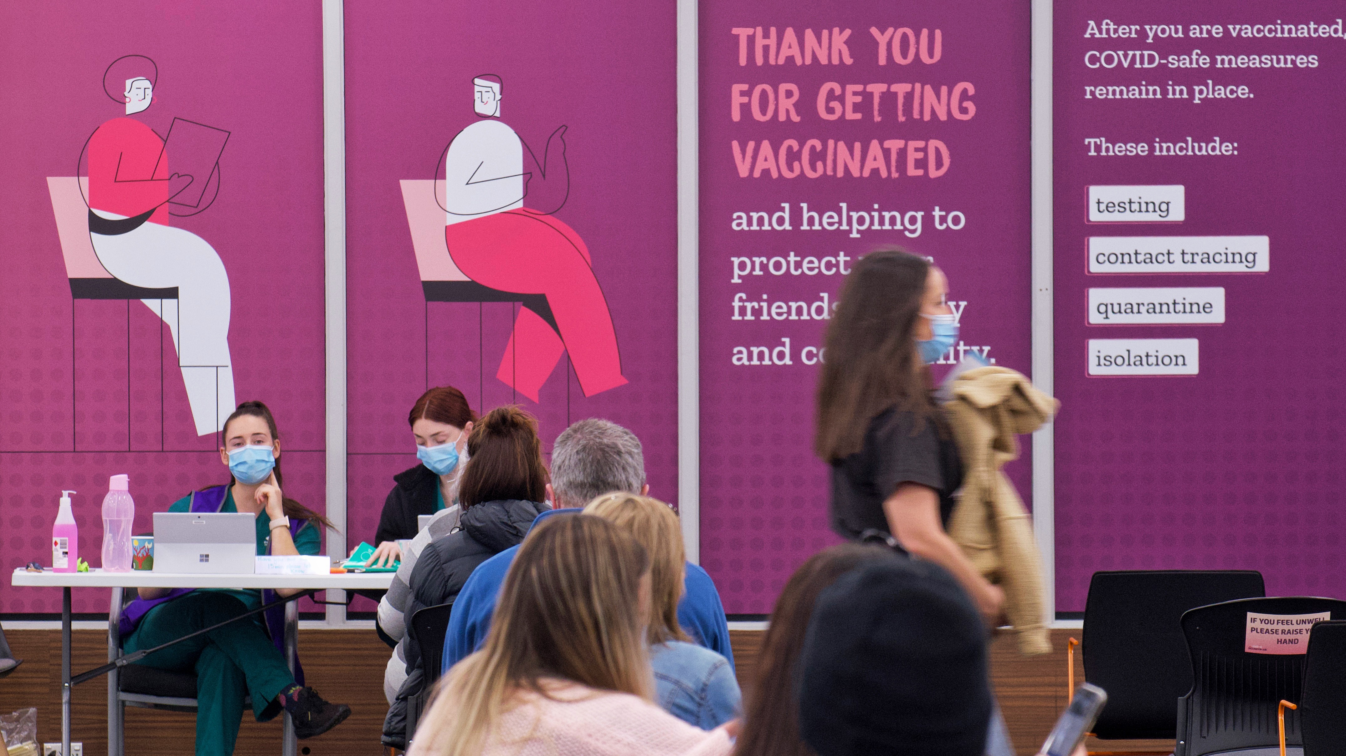 The Barwon Health vaccination hub at the old Ford Factory in Geelong, Victoria.