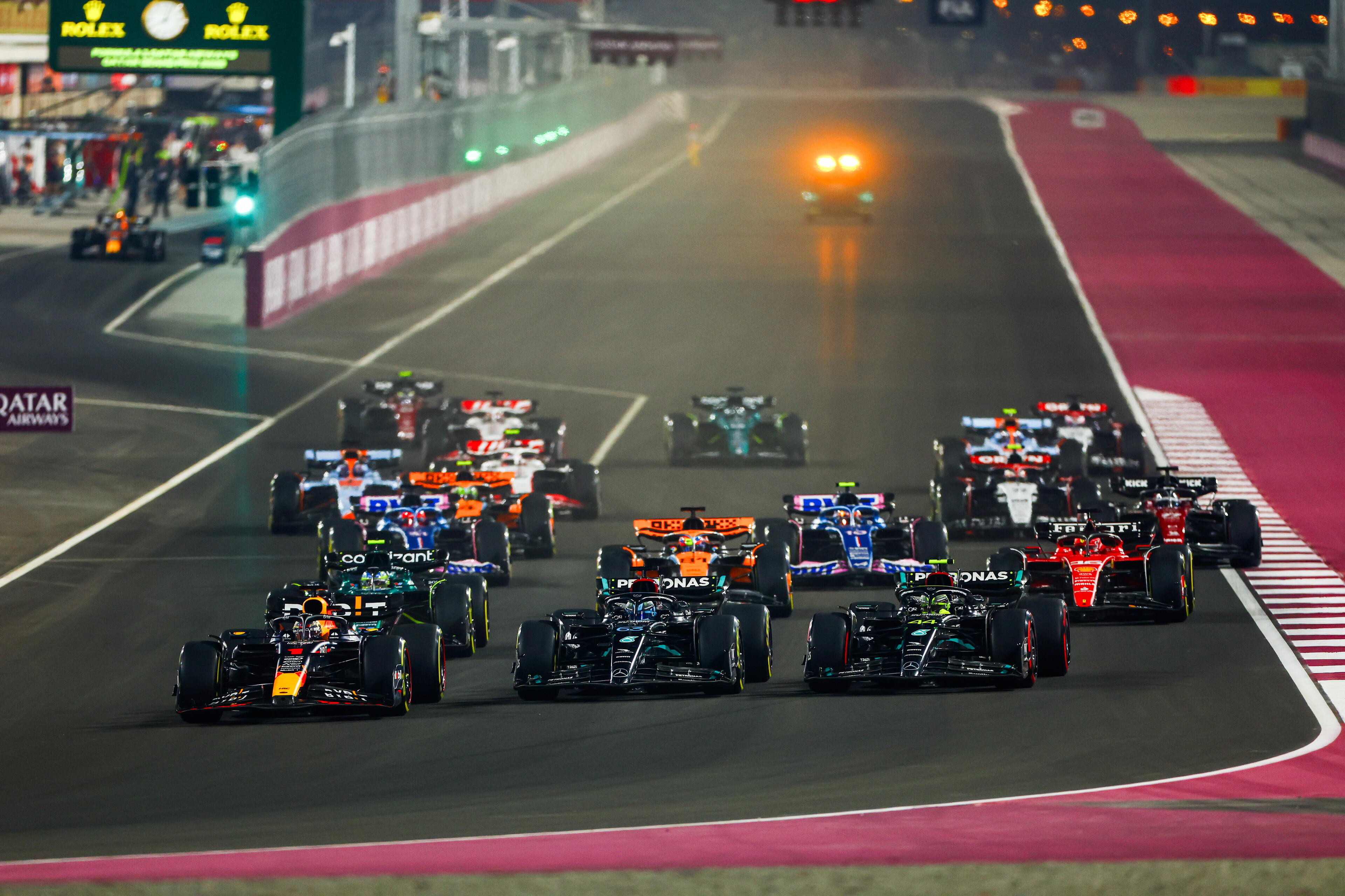 The Las Vegas Grand Prix starts at 10pm, becoming the latest F1 race start head of Qatar (pictured) and Saudi Arabia.