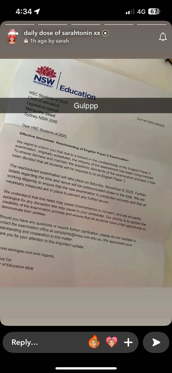 HSC hoax letter