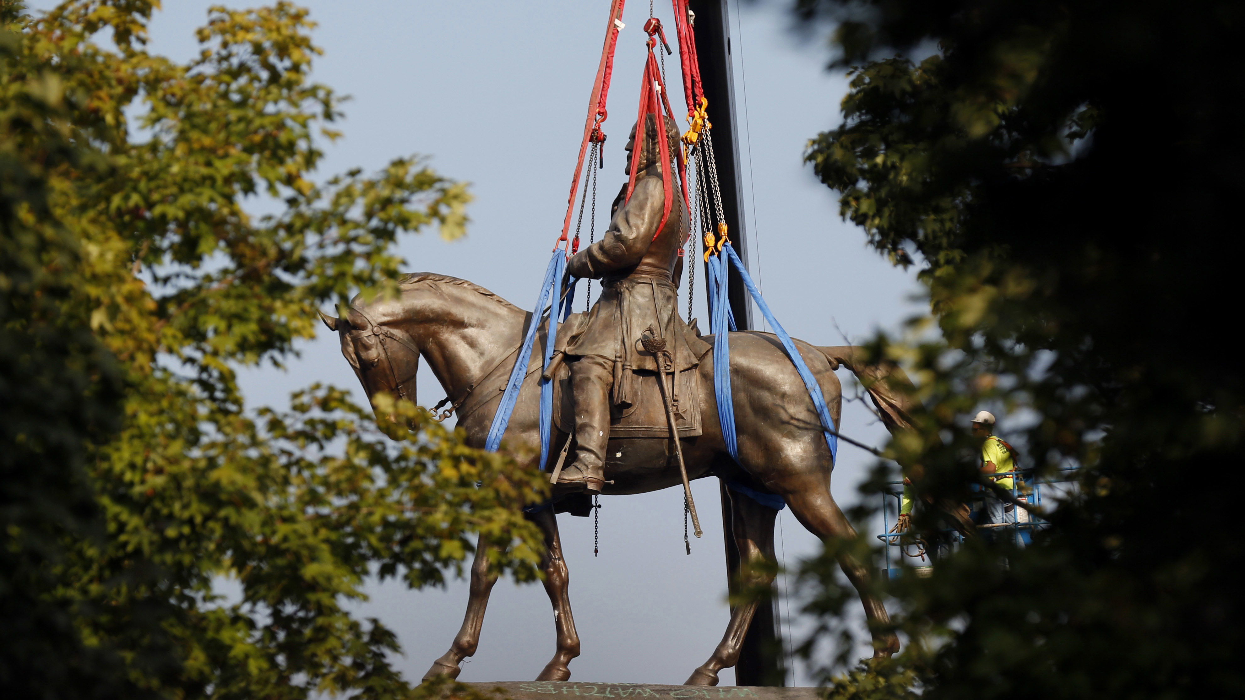 The statue of General Robert E. Lee, which towered over Richmond, Virginia, for generations was taken down. 