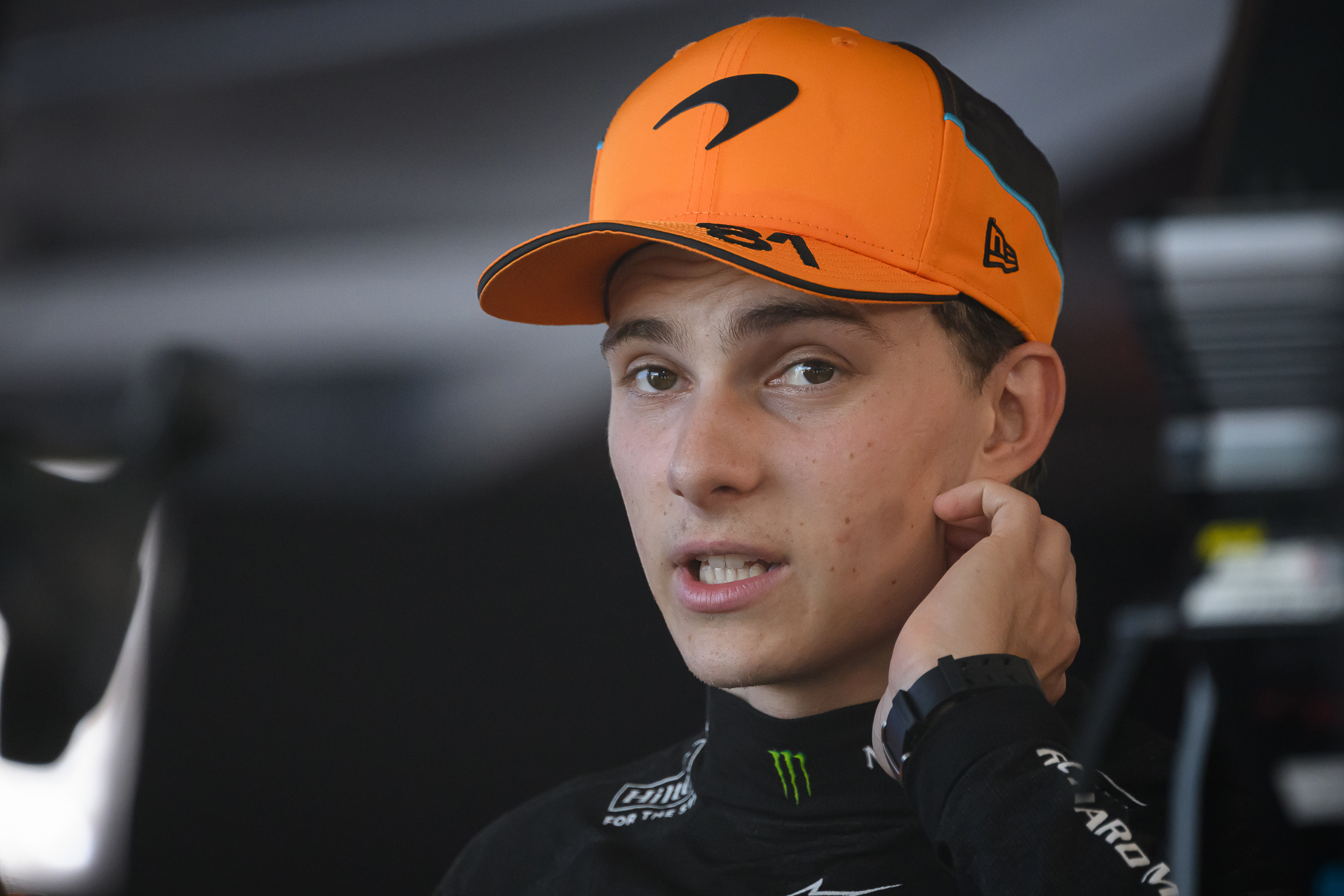 McLaren Formula 1 Teams Australian driver Oscar Piastri talks to the media after the qualifying session of the Formula 1 MSC Cruises Gran Premio del Made in Italy e Dell Emilia-Romagna at the Autodromo Enzo e Dino Ferrari del Imola. (Photo by Jure Makovec/SOPA Images/LightRocket via Getty Images)