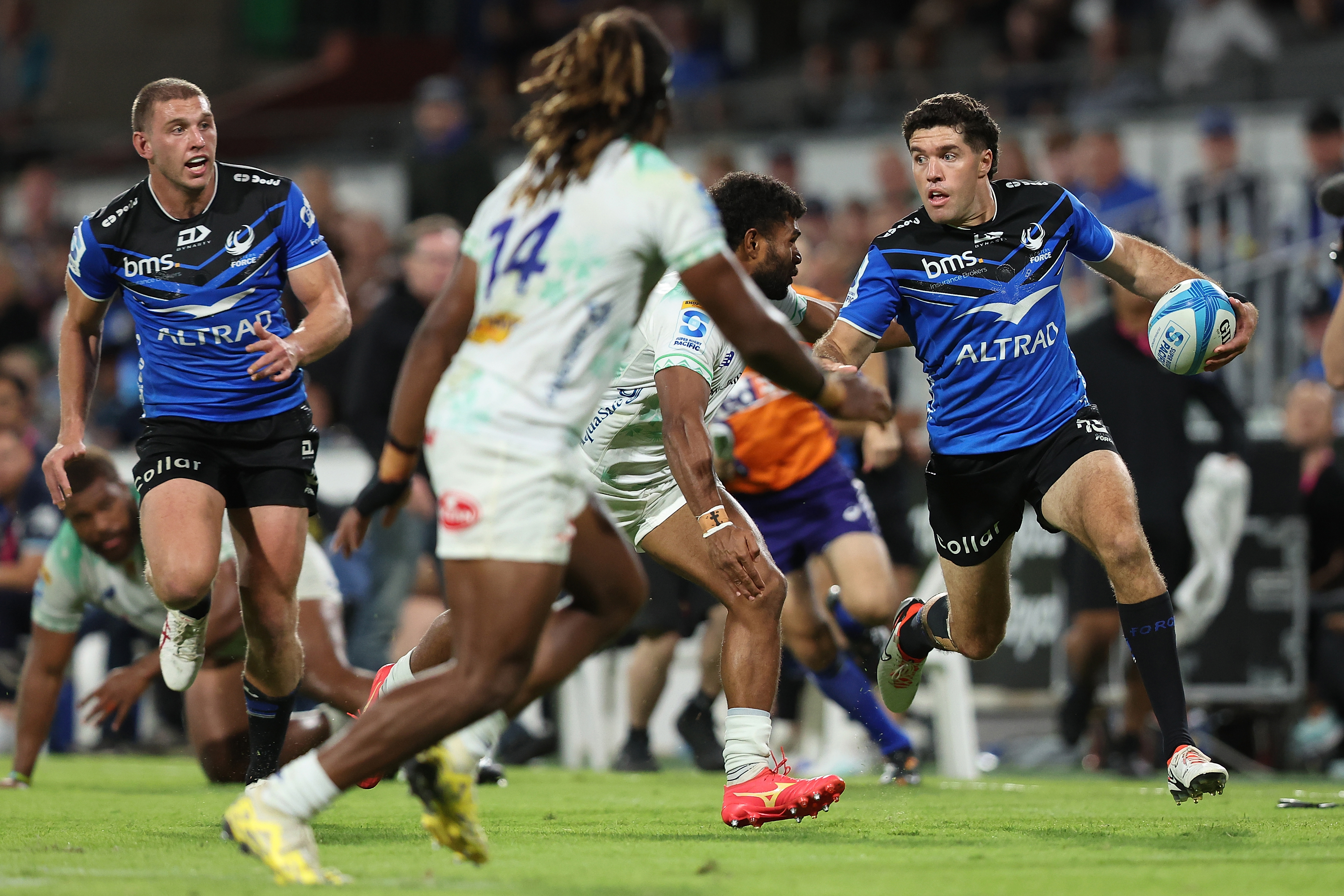 Ben Donaldson of the Force runs the ball at HBF Park.