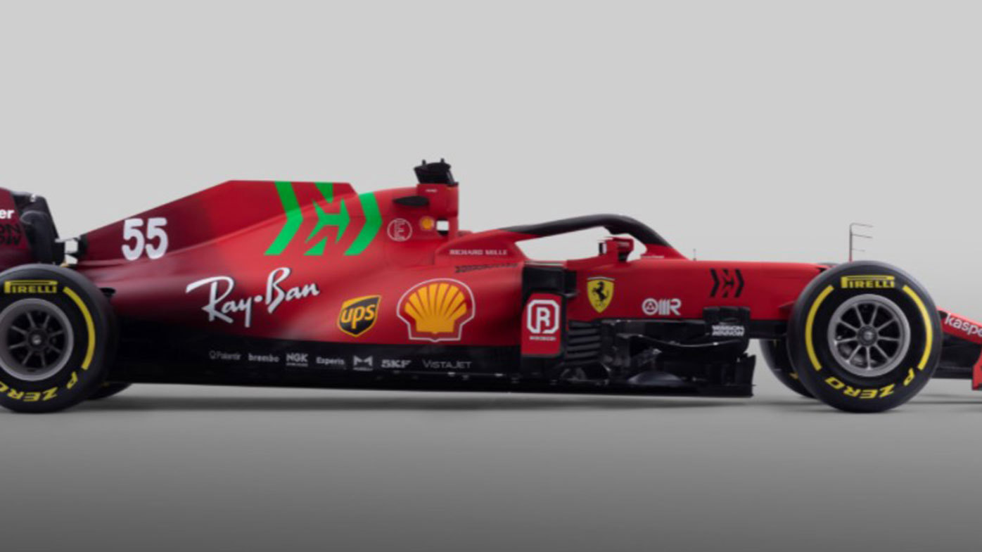 The Ferrari SF21, to be driven by Charles Leclerc and Carlos Sainz in 2021.