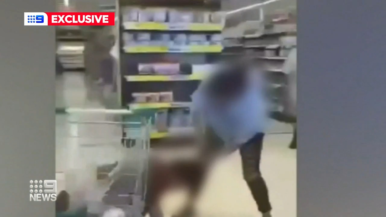 In one video, a teenage girl attacks an innocent shopper, repeatedly punching and kicking her to the floor.