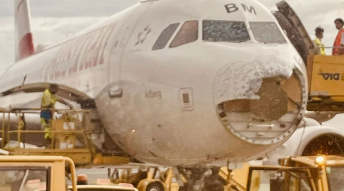 Austrian Airlines plane badly damaged by hailstorm during flight