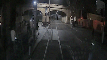 Footage shows agonising near misses on light rail tracks 