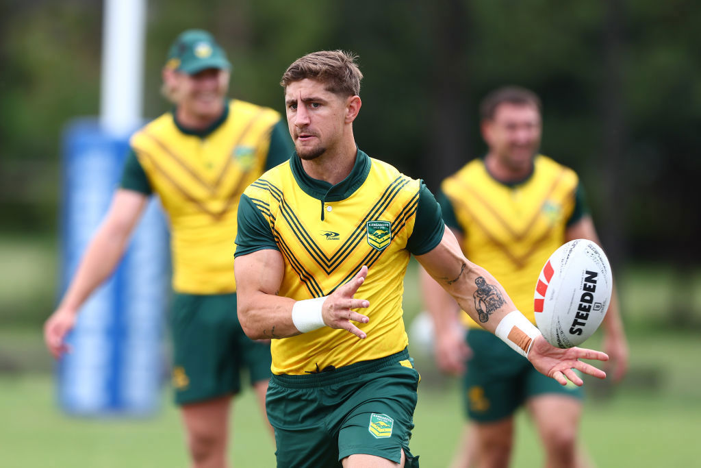 Zac Lomax during an Australia Kangaroos training session.