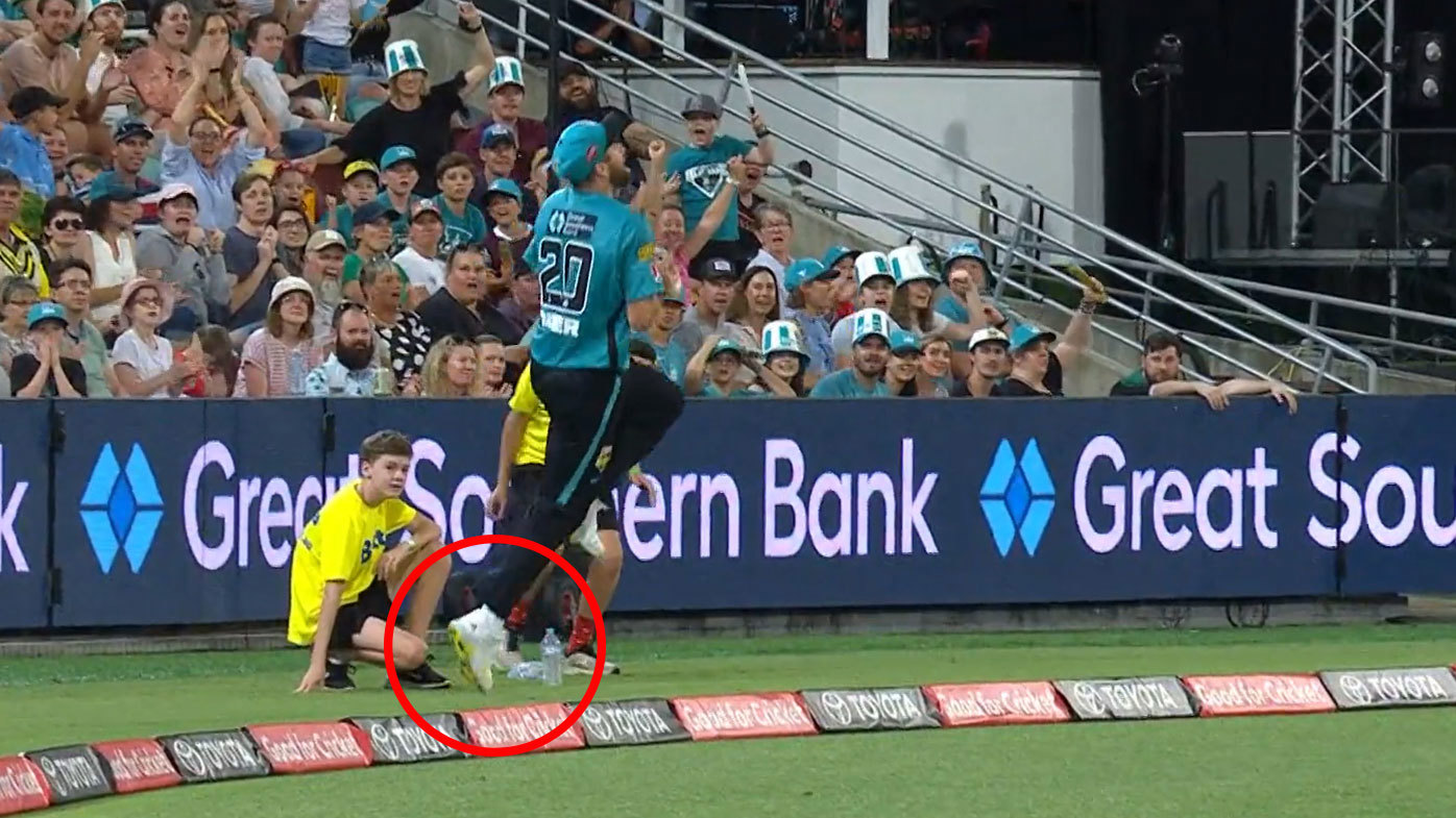 Neser was rewarded with the catch after managing to leap up in the air while coming into contact with the ball.