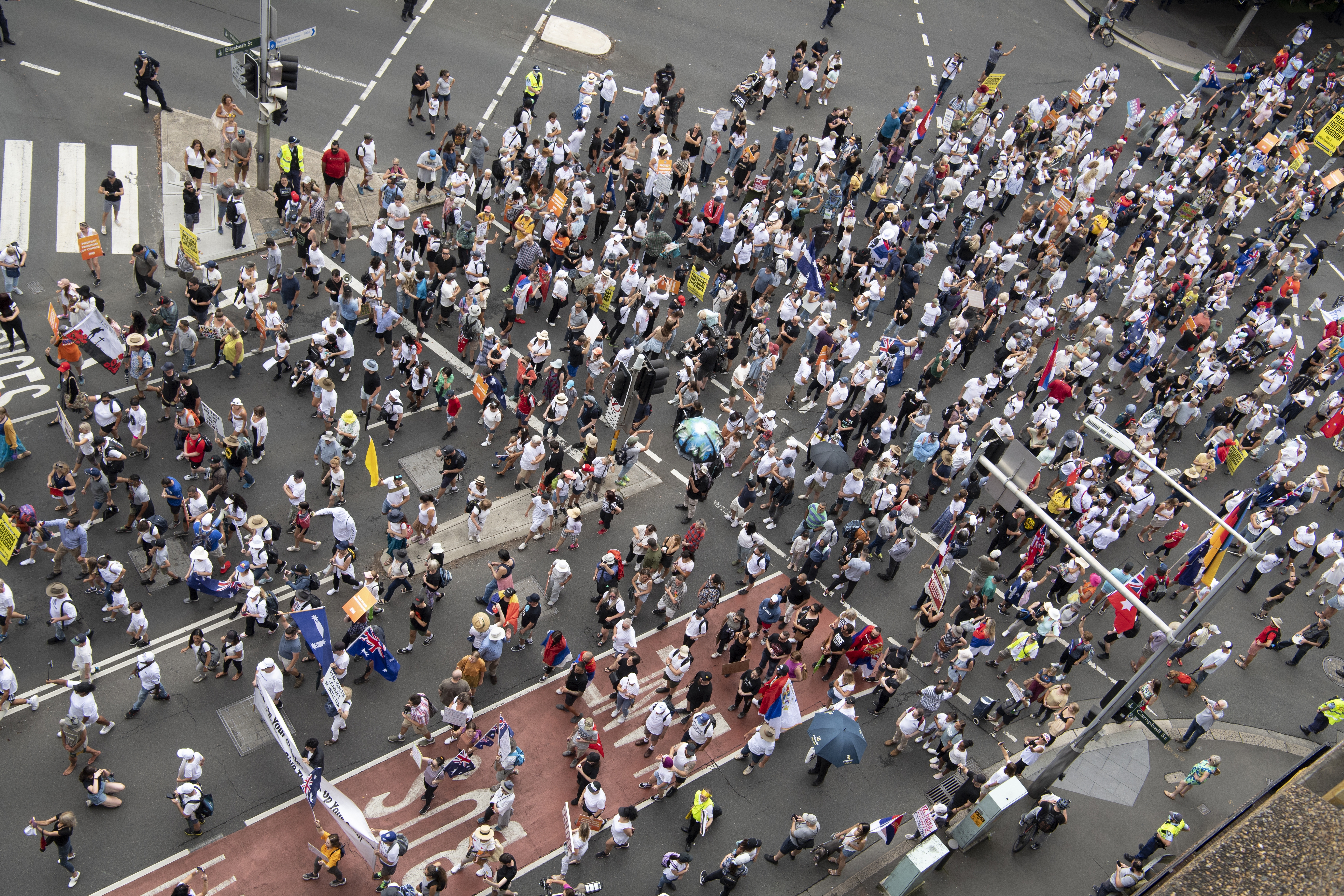Police in Sydney closed some parts of the CBD as protesters marched. 