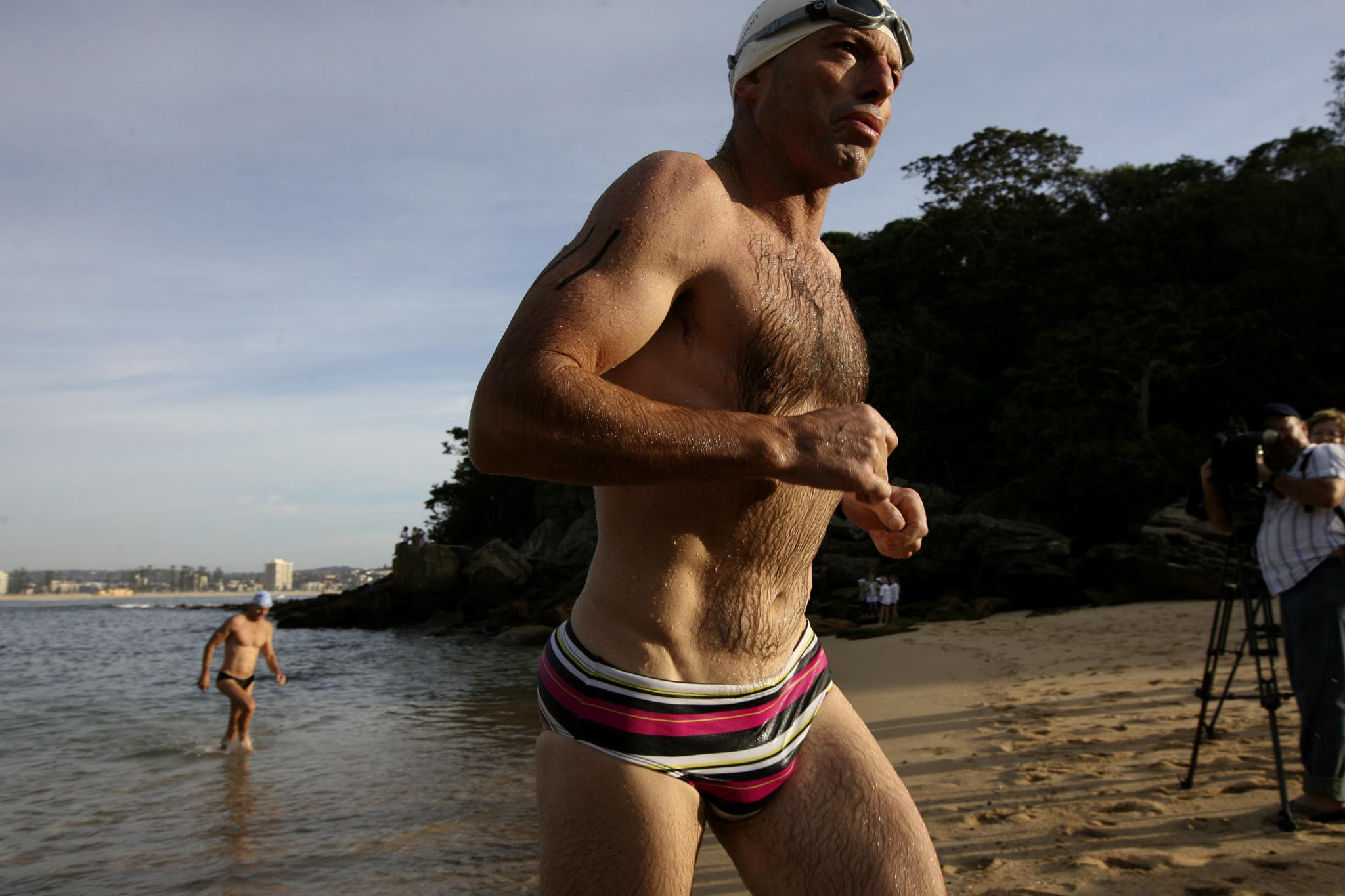 James Bond Swimsuit on a hot man at the beach