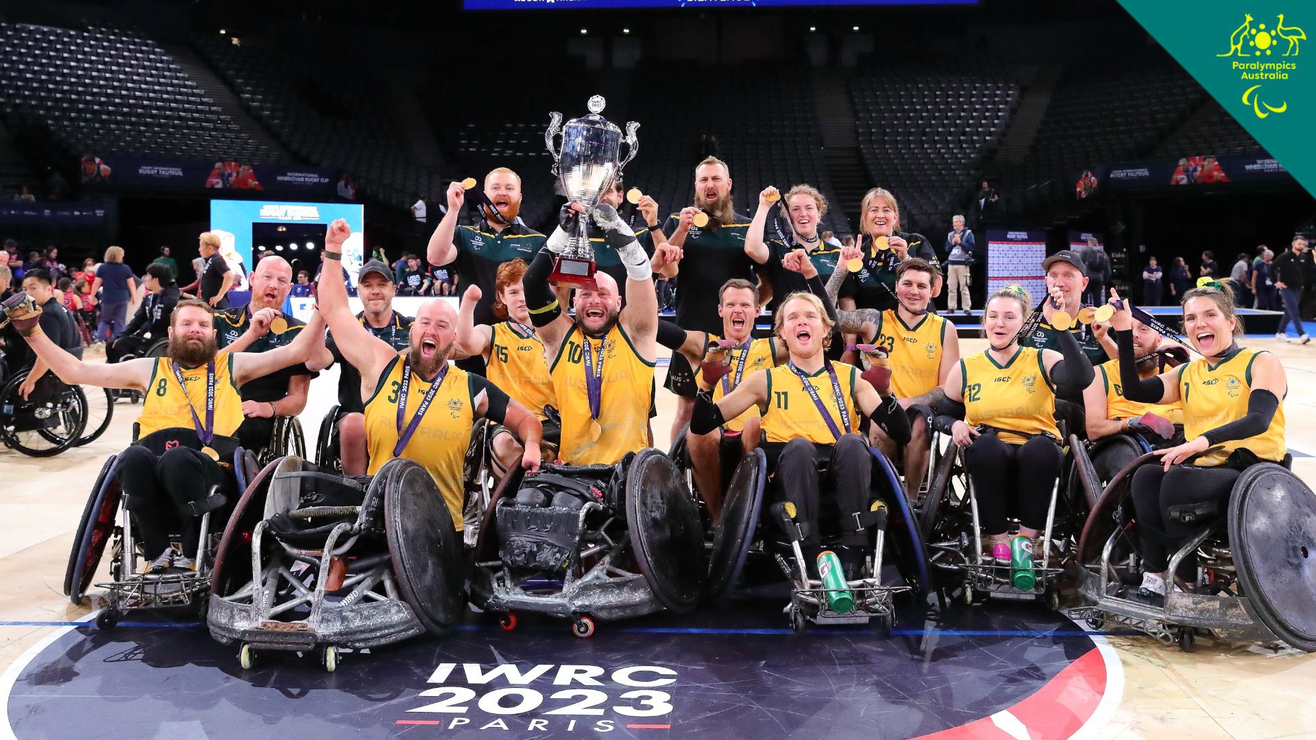 Australia celebrate winning the International Wheelchair Rugby Cup. Photo: Megumi Masuda