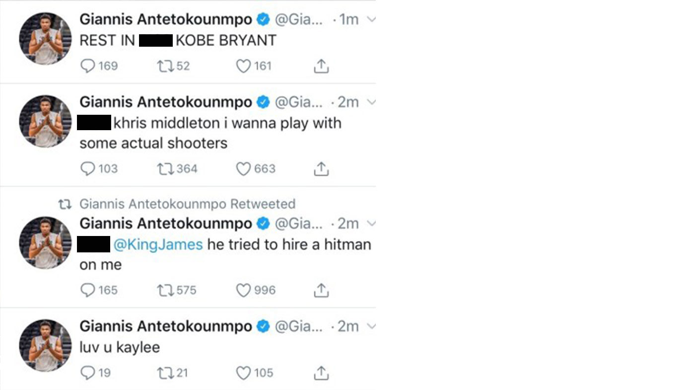 Giannis Antetokounmpo's twitter hacked 
