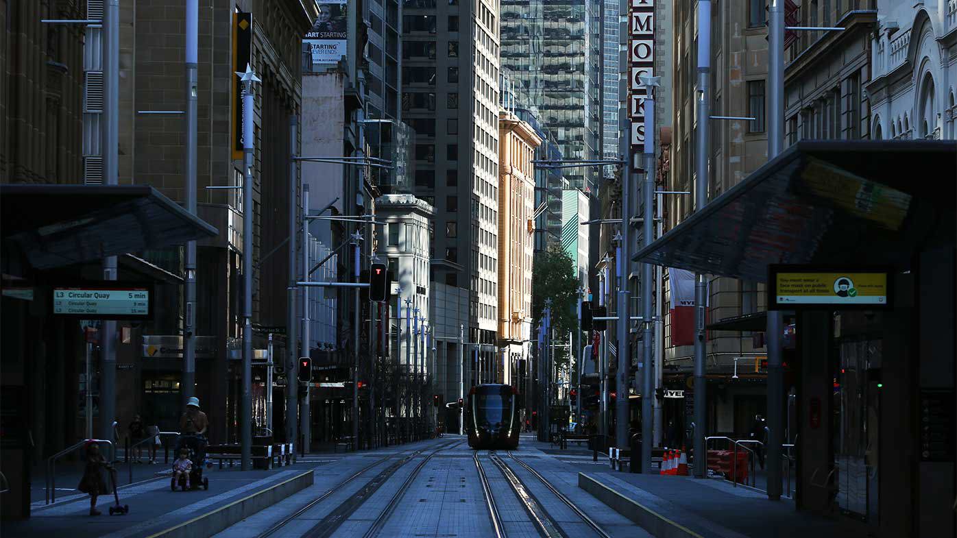 An empty George Street in Sydney's CBD.