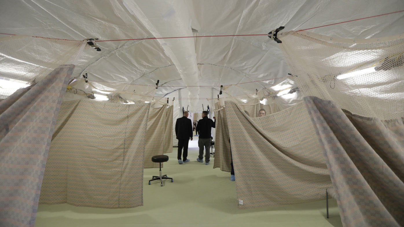 A negative pressure tent outside the University of Utah's hospital, designed to reduce the risk of coronavirus spreading.
