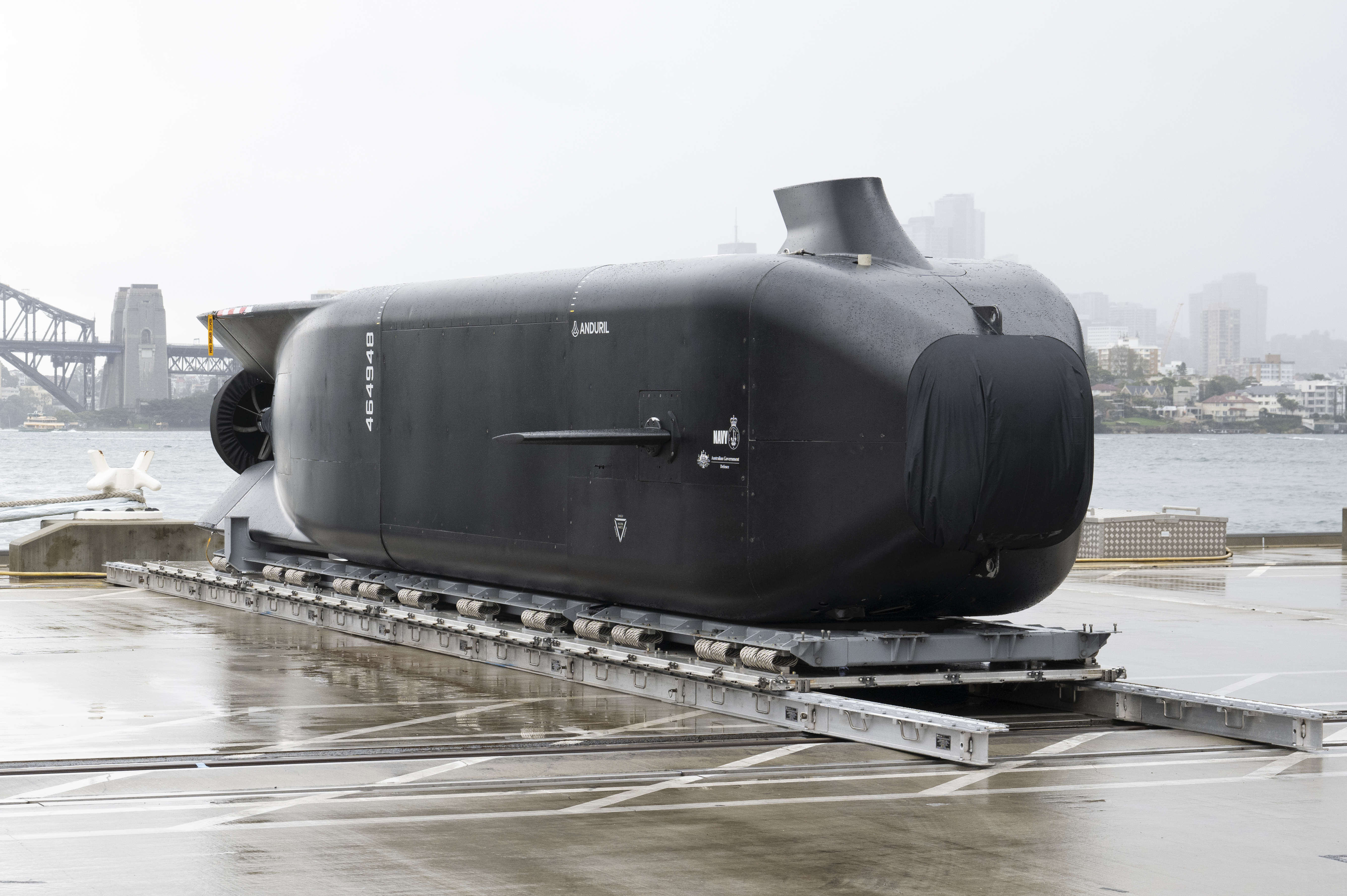 The unveiling of the Ghost Shark, an uncrewed submarine, at Garden Island, Sydney. 10 September 2025.