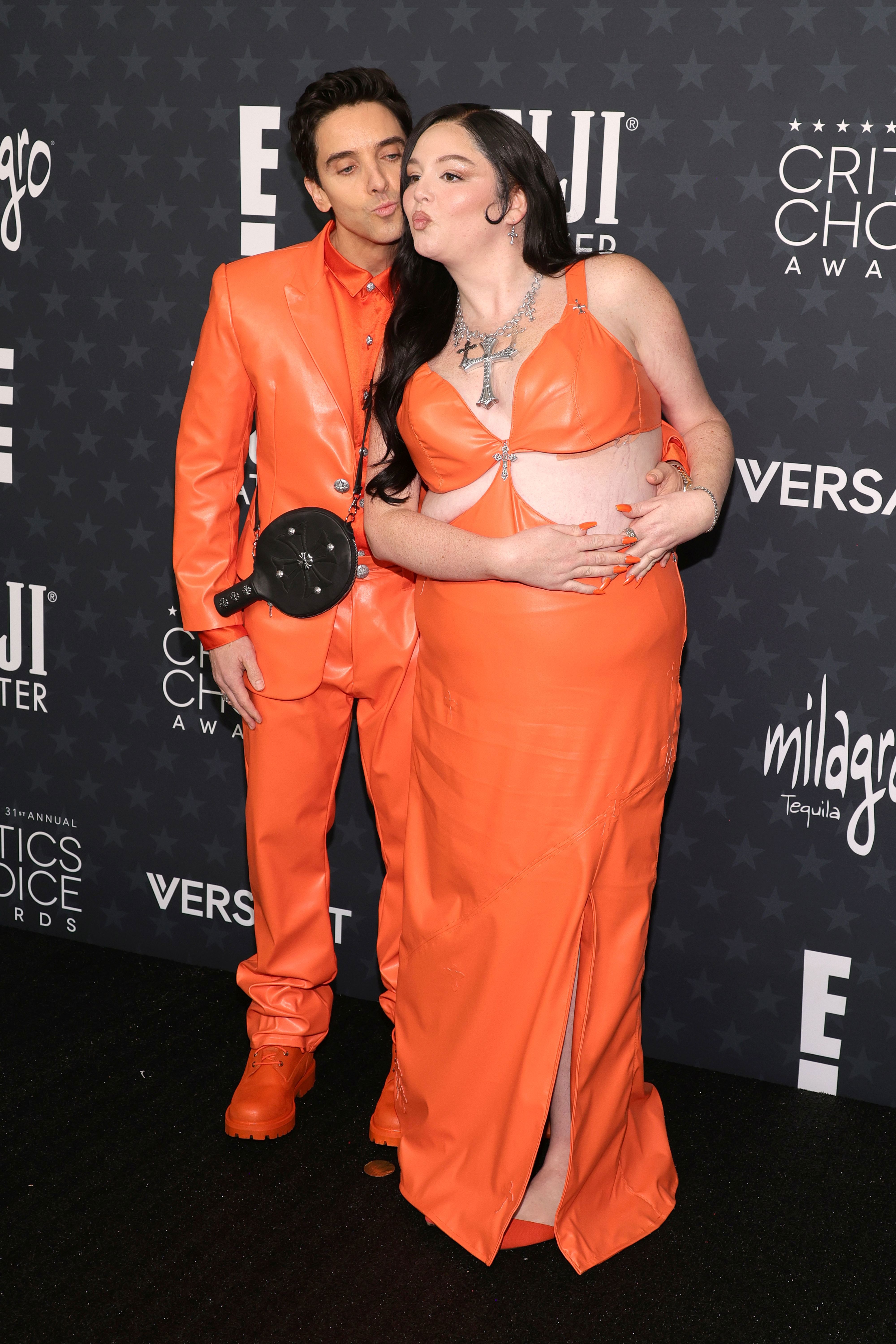 Paul W. Downs and Megan Stalter dressed as Timothee Chalamet and Kylie Jenner at the Critics Choice Awards