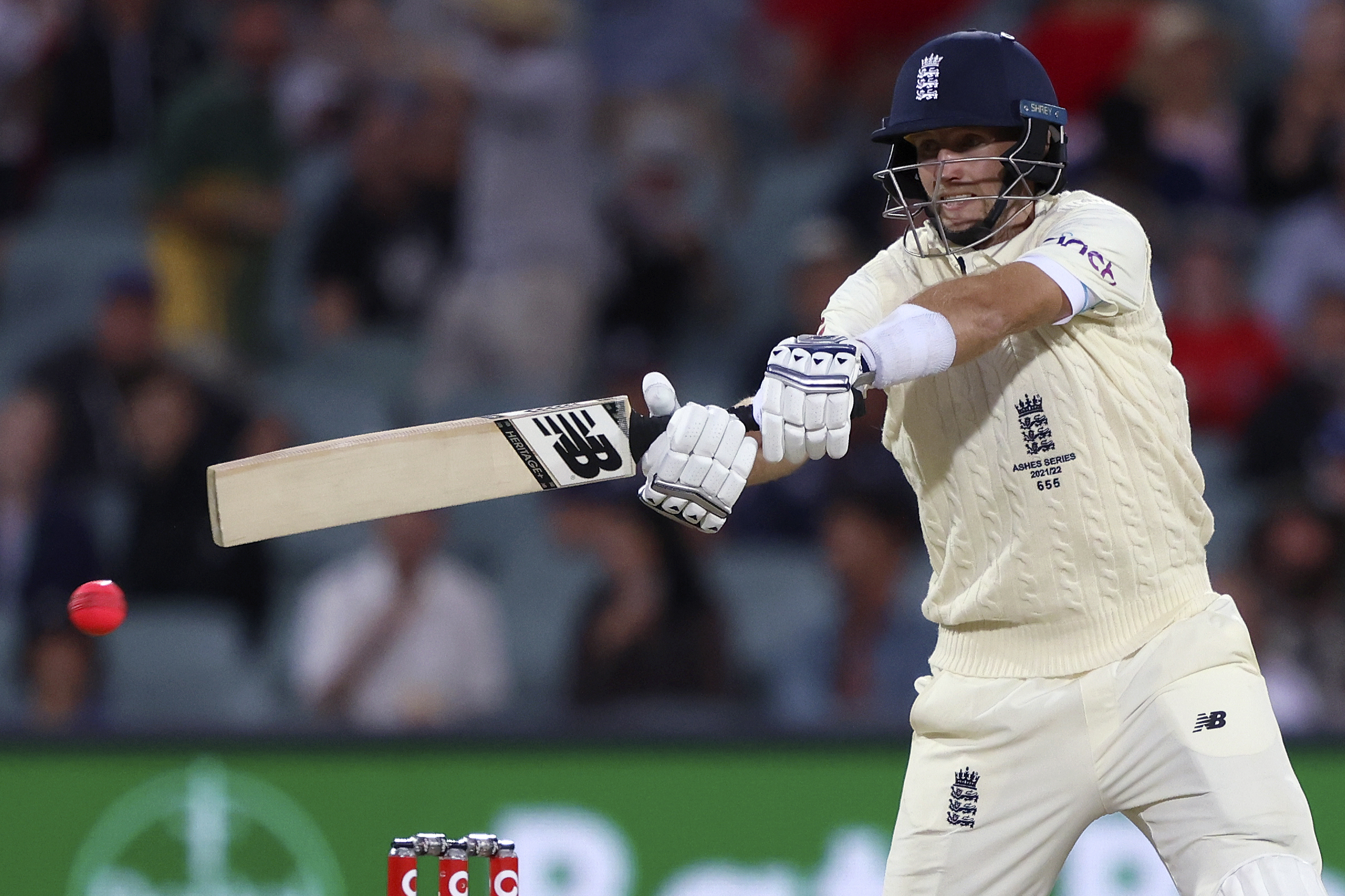 England's Joe Root bats against Australia during the fourth day of the second Ashes Test.