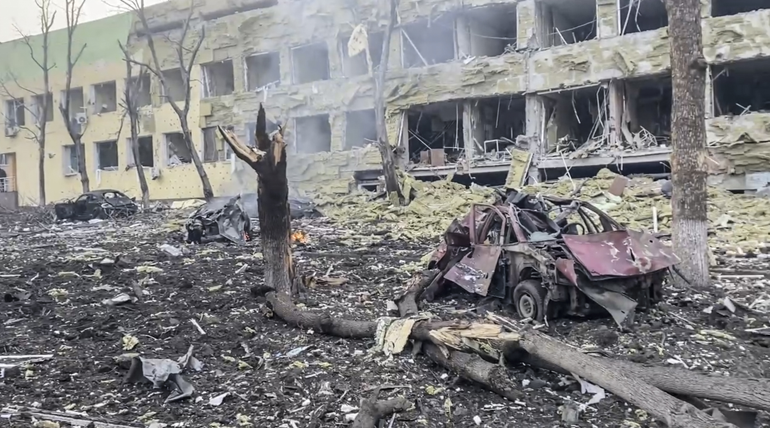 Aftermath of Mariupol Hospital after an attack, in Mariupol, Ukraine, Wednesday March 9, 2022.  