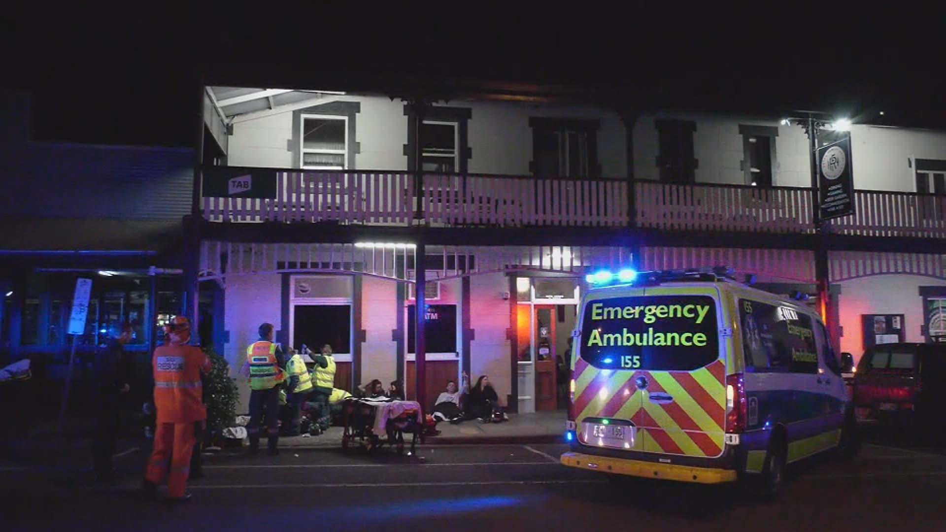 Footage shows the moment a driver reverses into a group of people outside a hotel, as multiple victims remain in hospital.9News obtained the vision which shows the moment the group were pinned against a wall at the Royal Family Hotel on North Terrace in Port Elliot, South Australia.