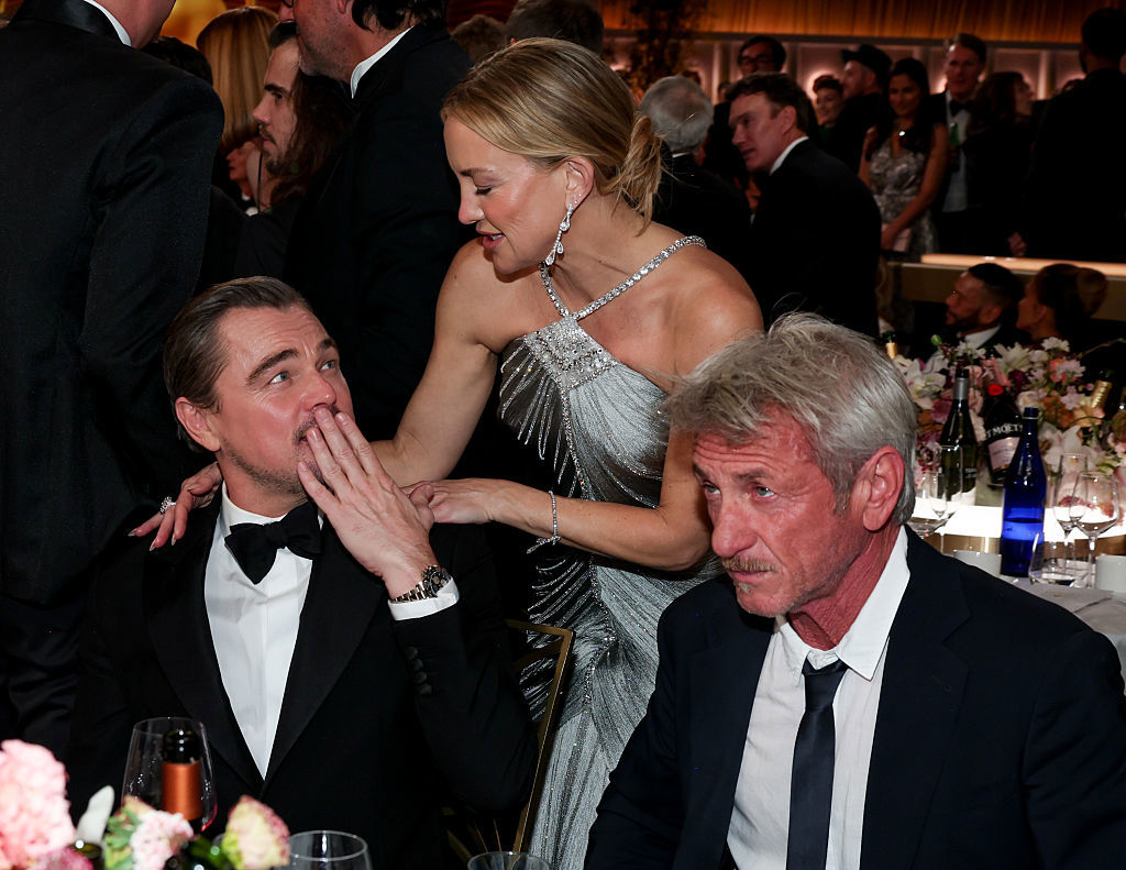 Leonardo DiCaprio, Kate Hudson, Sean Penn at the 83rd Annual Golden Globes held at The Beverly Hilton on January 11, 2026 in Beverly Hills, California. (Photo by Christopher Polk/2026GG/Penske Media via Getty Images)