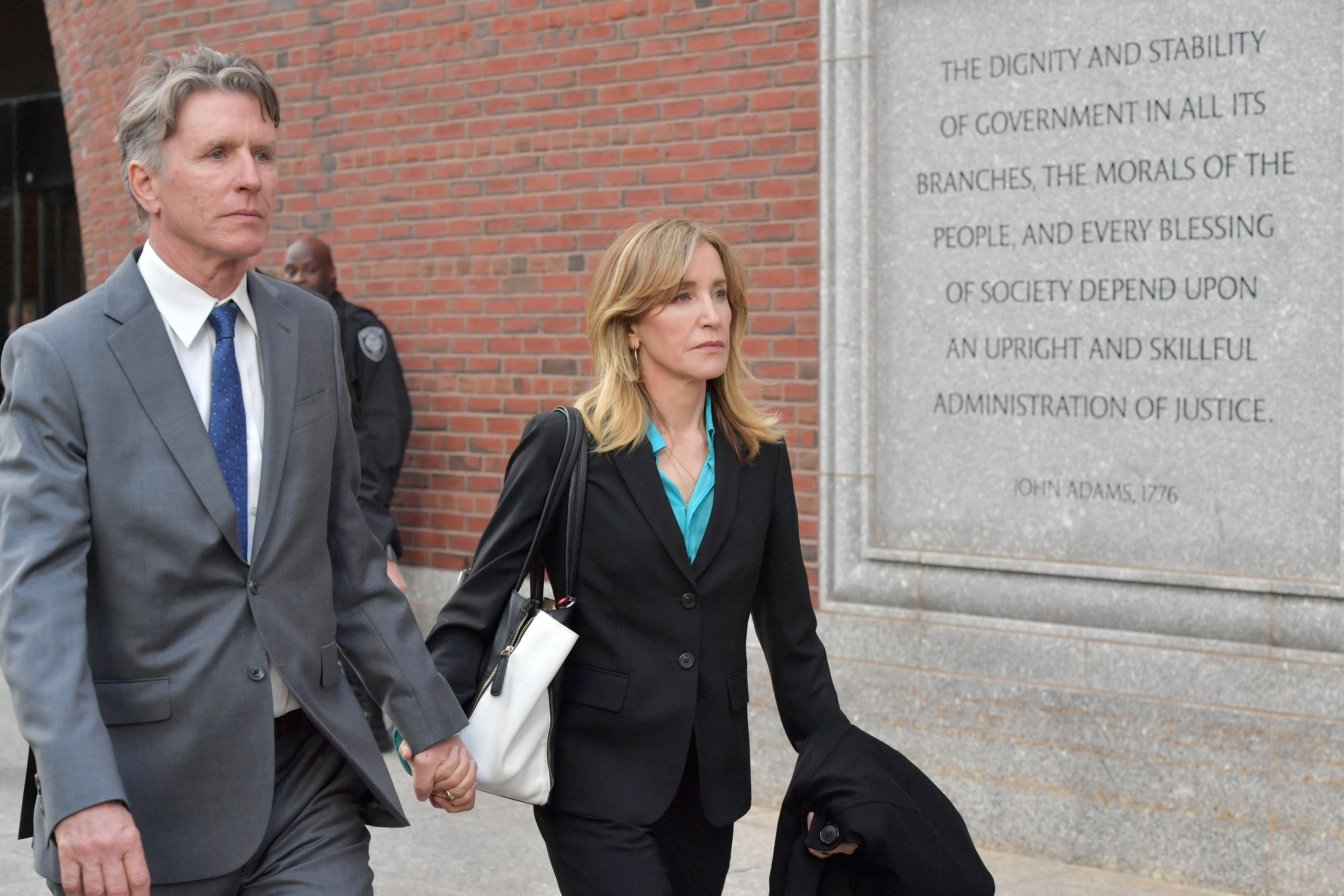 Felicity Huffman at John Joseph Moakley U.S. Courthouse on April 3, 2019 in Boston, Massachusetts.