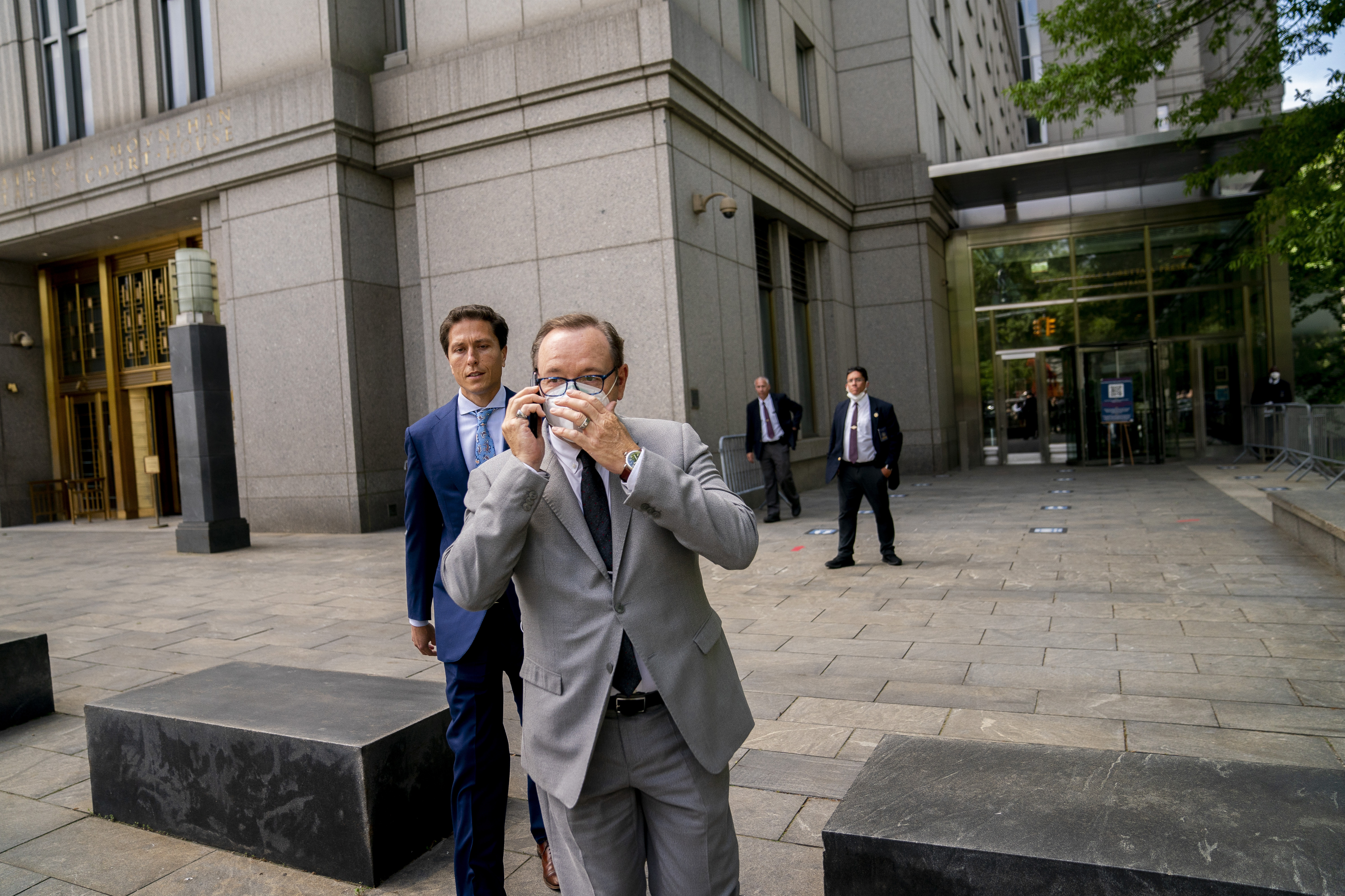 Kevin Spacey leaves court after testifying in a civil lawsuit, Thursday, May 26, 2022, in New York.
