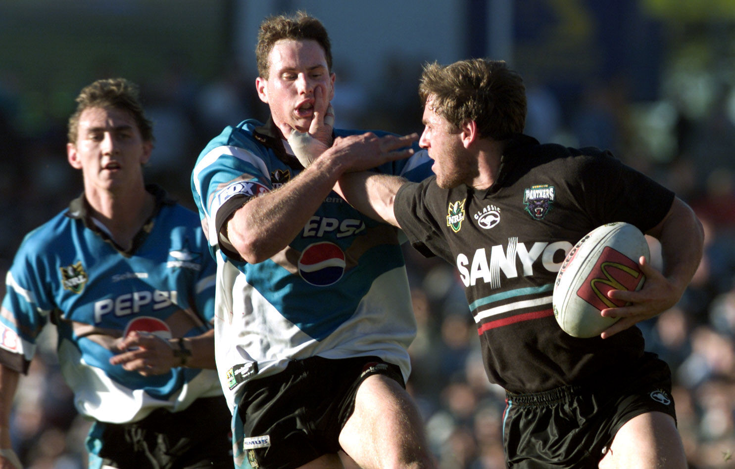 Peter Jorgensen in action for Penrith against Cronulla.