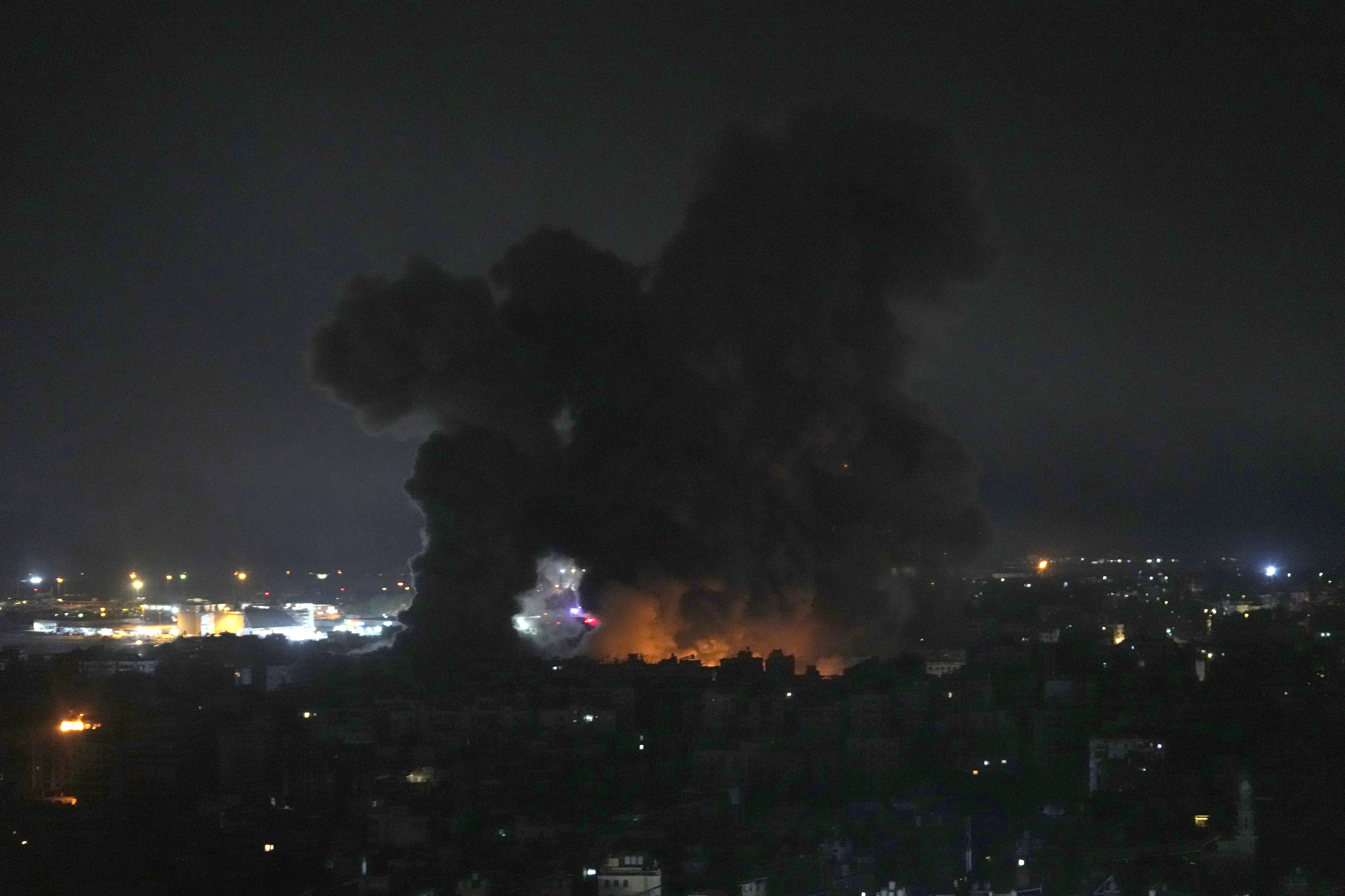 Flames and smoke rise from Israeli airstrikes in Dahiyeh, Beirut, Lebanon, Friday, Oct. 4, 2024 