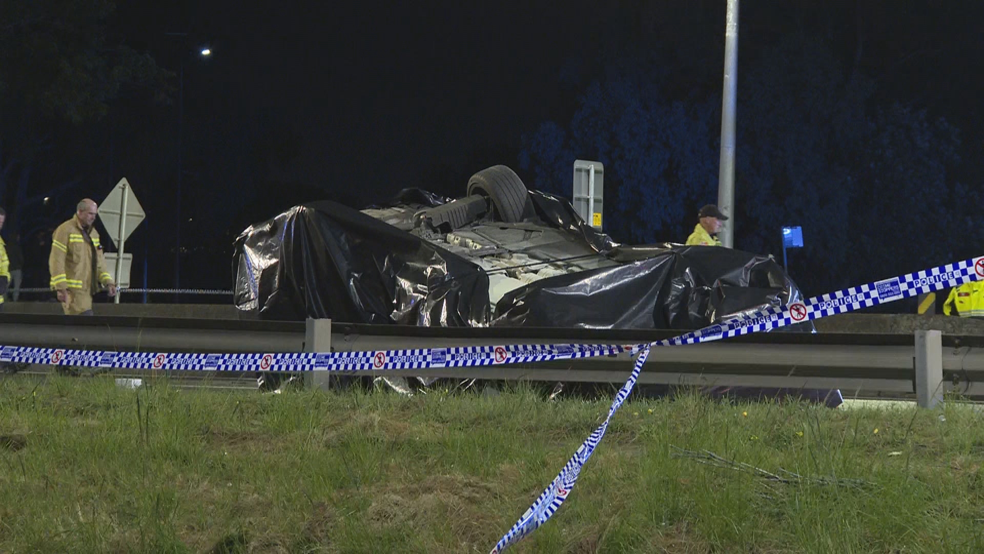 When police arrived one of the cars was found on its roof.