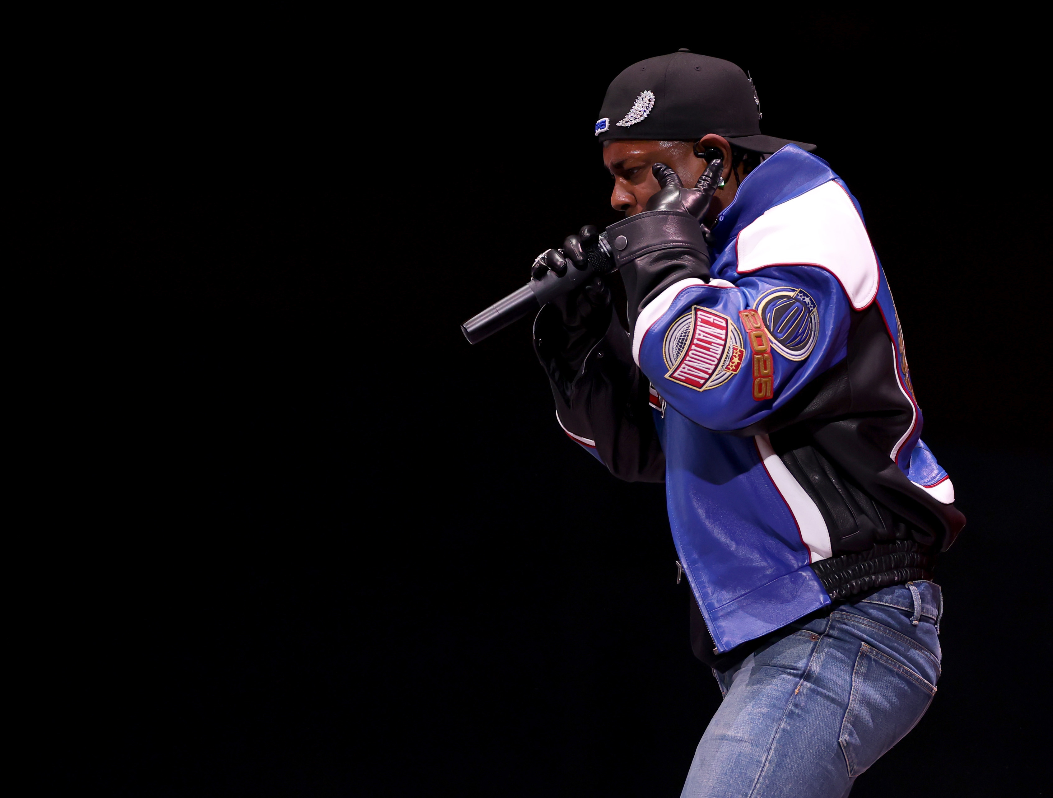 Kendrick Lamar performs onstage during Apple Music Super Bowl LIX Halftime Show at Caesars Superdome on February 09, 2025 in New Orleans, Louisiana. (Photo by Gregory Shamus/Getty Images)