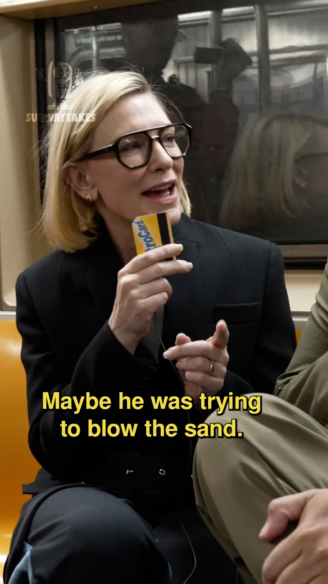 Cate Blanchett expresses her disdain for leaf blowers in interview with Subway Takes.,