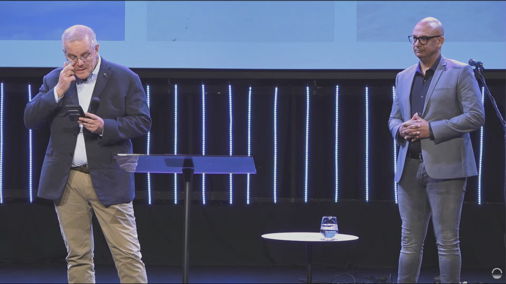 Scott Morrison in church this morning.