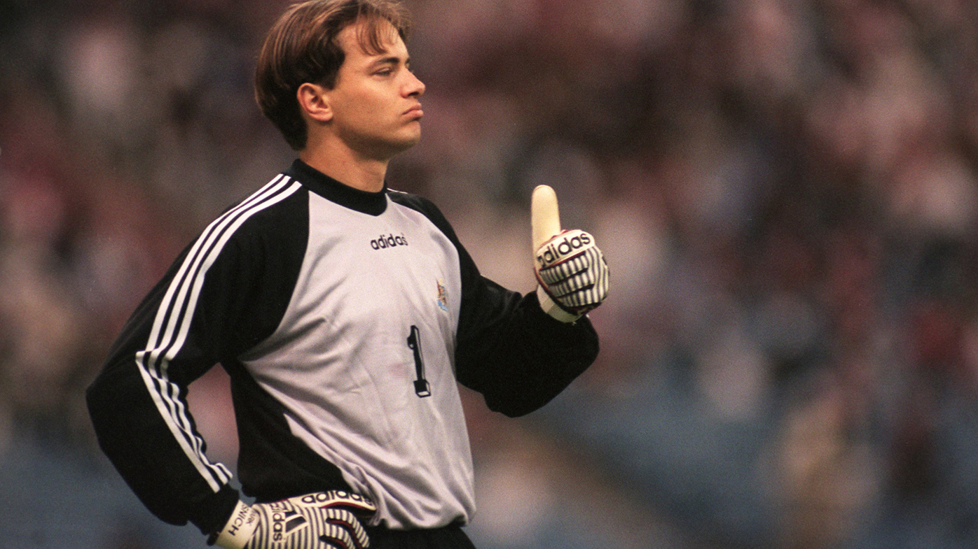 Mark Bosnich in action for Australia in 1997.
