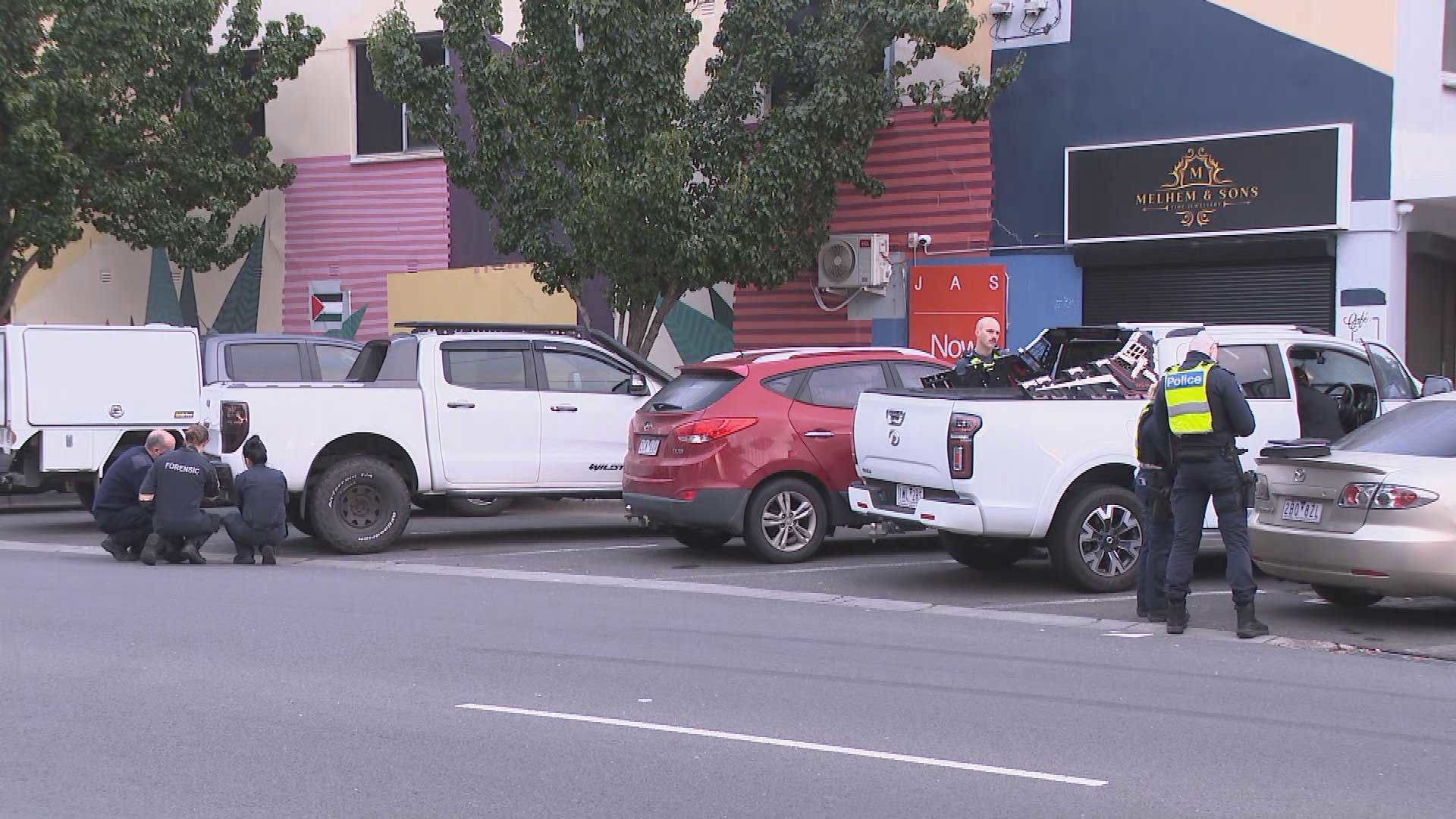 The shooting happened outisde a cafe at the Borrack Square shopping strip in Altona North.