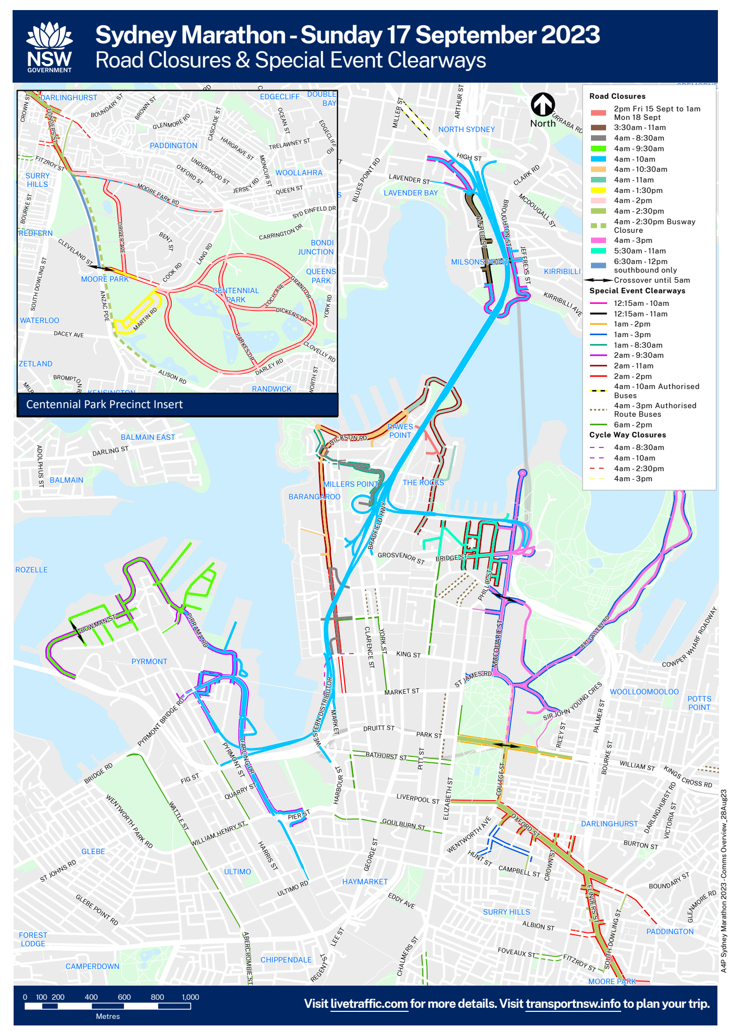 Sydney Marathon road closures