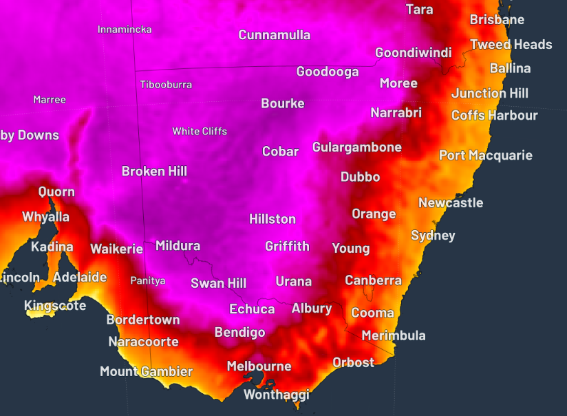 Parts of south-eastern Australia are set to swelter as temperatures rise this weekend and into early next week.﻿ Weatherzone reports inland areas could experience the most ﻿extreme heat and temperatures could reach as high as 47 degrees in some locations.