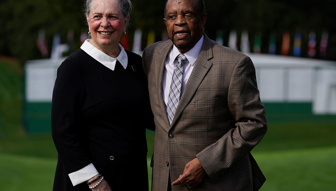 Lee Elder with wife Sharon at Augusta National.