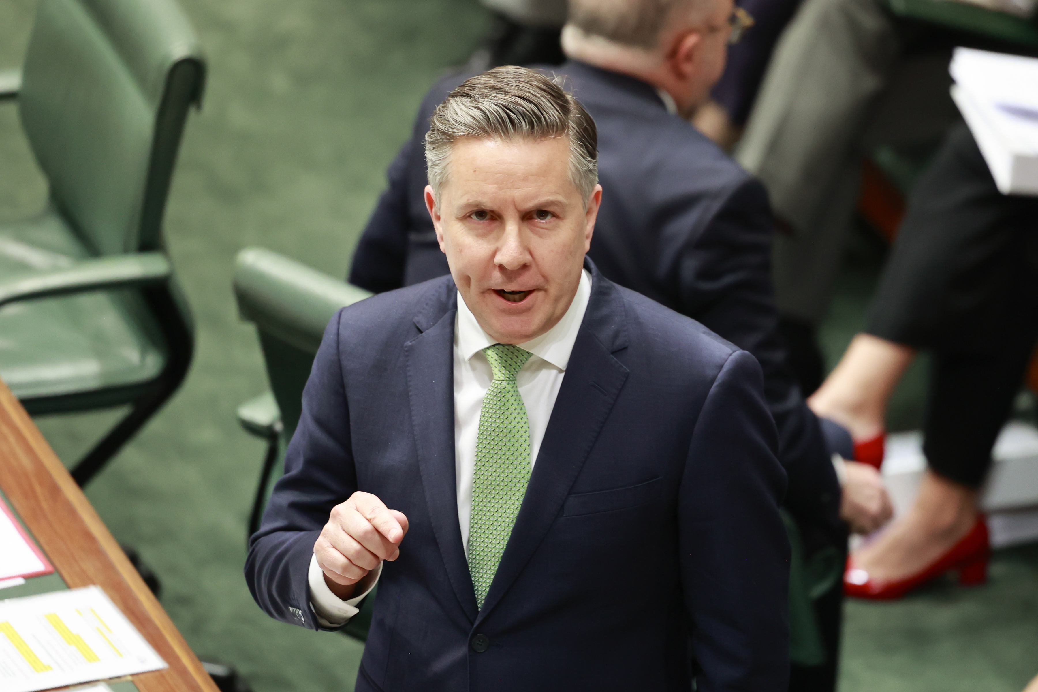 CANBERRA, AUSTRALIA - OCTOBER 07: Minister for Health, Disability and Ageing The Hon Mark Butler MP speaks in Question Time on October 07, 2025 in Canberra, Australia. Australia's parliament convened for sittings as a number of pressing issues come to the fore, from inflation and cost of living domestically to Australia's relationship with its allies in the region and beyond internationally. (Photo by Hilary Wardhaugh/Getty Images)